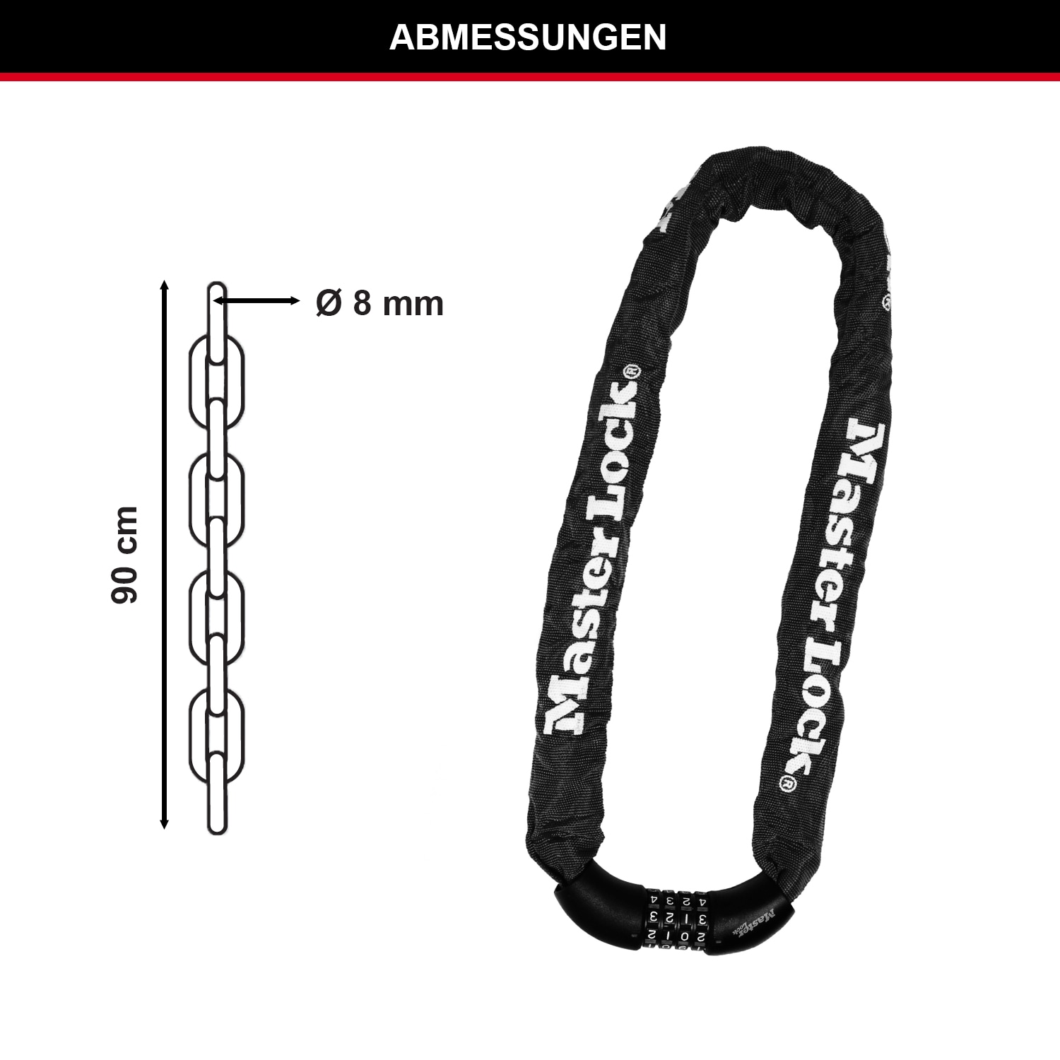 MASTERLOCK Fahrradkettenschloss 8392EURDPRO, 8mm aus gehärt. Stahl MASTERLOCK Fahrradkettenschloss 8392EURDPRO, 8mm aus gehärt. Stahl