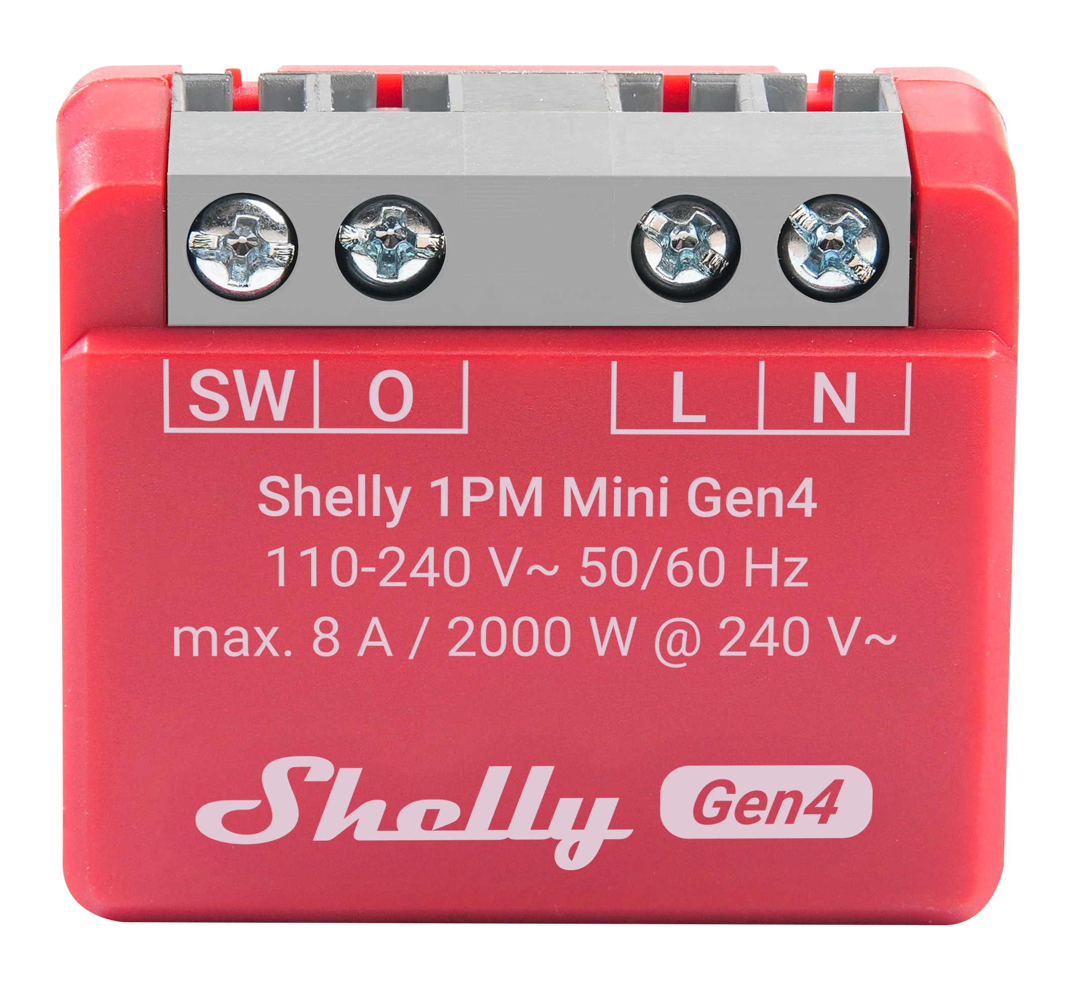 SHELLY Relais 1PM Mini Gen4, 8 A, WLAN, Bluetooth, rot SHELLY Relais 1PM Mini Gen4, 8 A, WLAN, Bluetooth, rot
