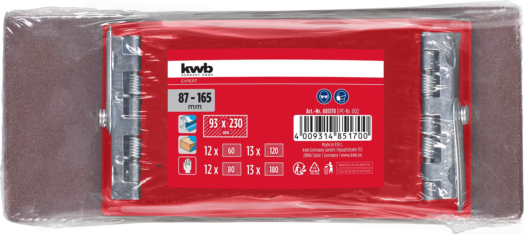 KWB Handschleifer-Set, 485170, Handschleifer & 50 Schleifstreifen