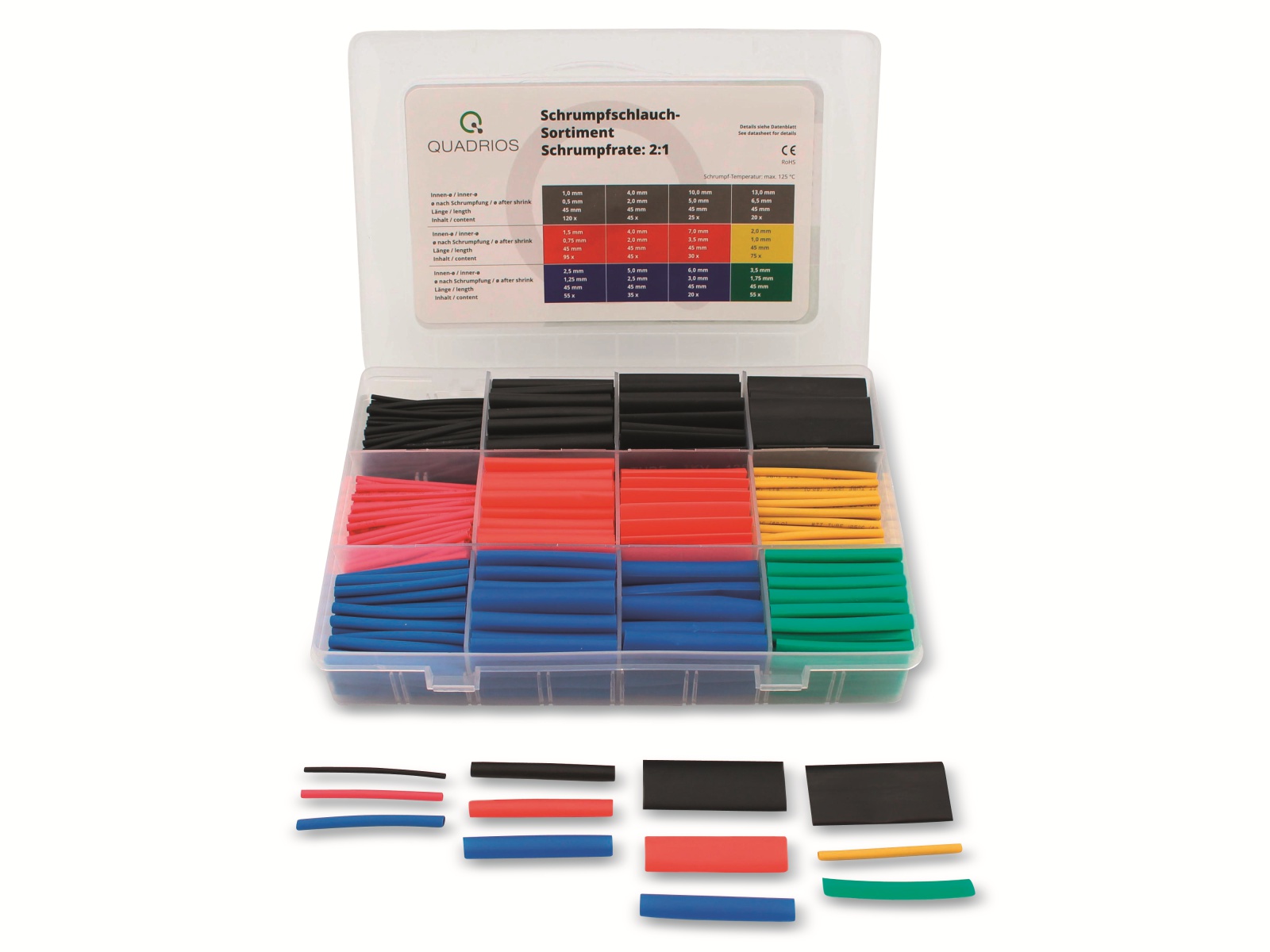 QUADRIOS Schrumpfschlauch-Set, 2103CA001, 2:1, Bunt, PE QUADRIOS Schrumpfschlauch-Set, 2103CA001, 2:1, Bunt, PE
