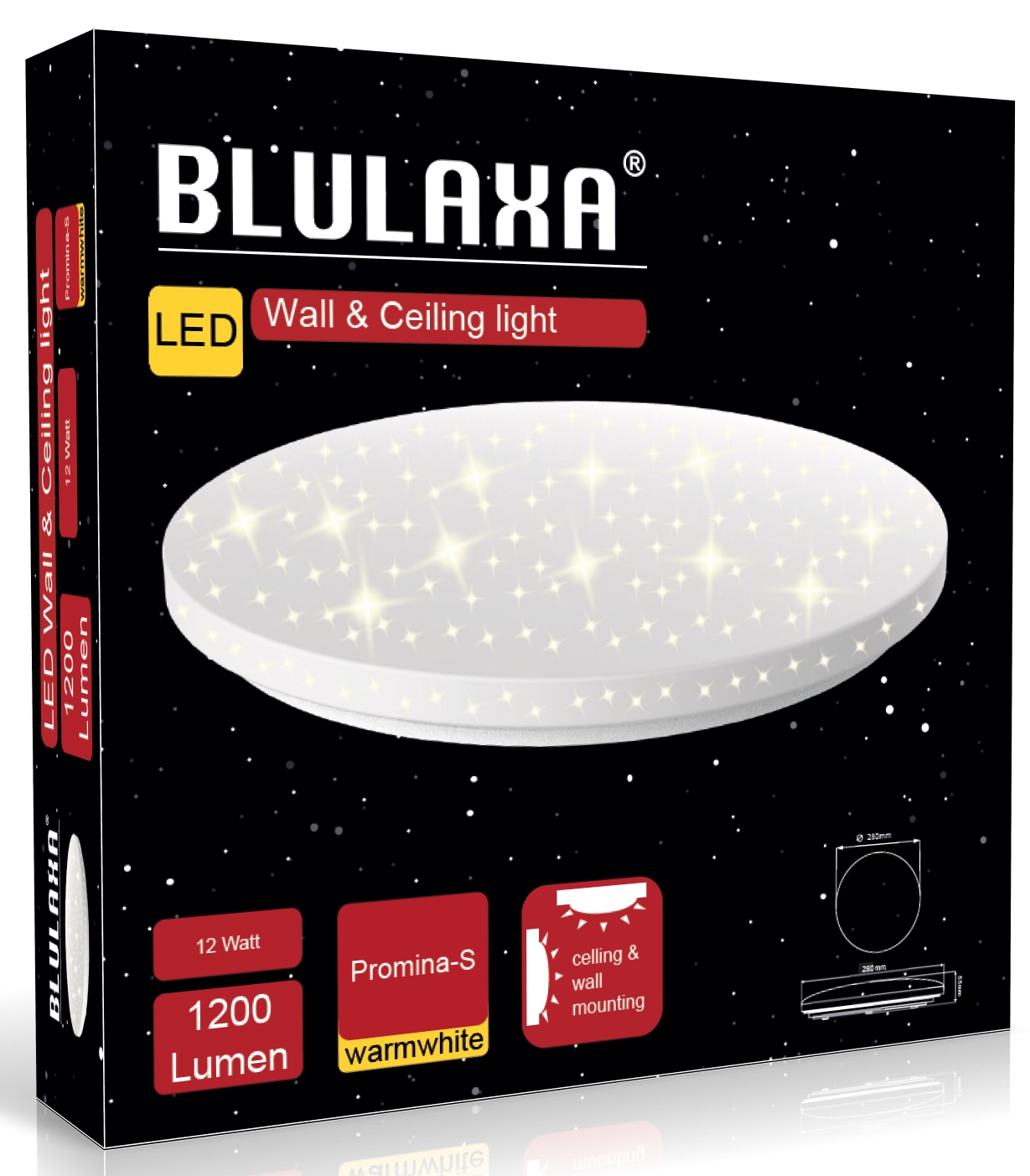 BLULAXA LED-Deckenleuchte Promina-S Sternenhimmel, 12 W, 1200 lm, 3000 K BLULAXA LED-Deckenleuchte Promina-S Sternenhimmel, 12 W, 1200 lm, 3000 K