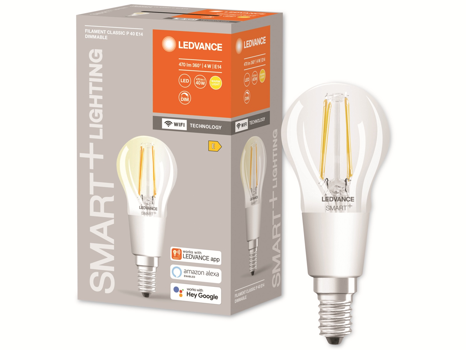 LEDVANCE LED-Filament-Lampe, CLP40D, E14, EEK: E, 4W, 470lm, 2700K, WiFi LEDVANCE LED-Filament-Lampe, CLP40D, E14, EEK: E, 4W, 470lm, 2700K, WiFi