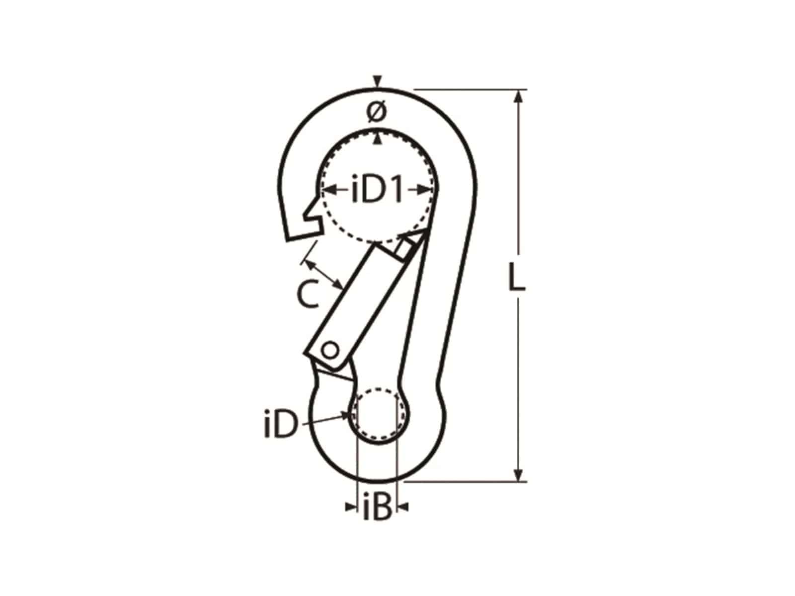 MARINETECH Karabinerhaken Edelstahl A4, 8x80 mm MARINETECH Karabinerhaken Edelstahl A4, 8x80 mm