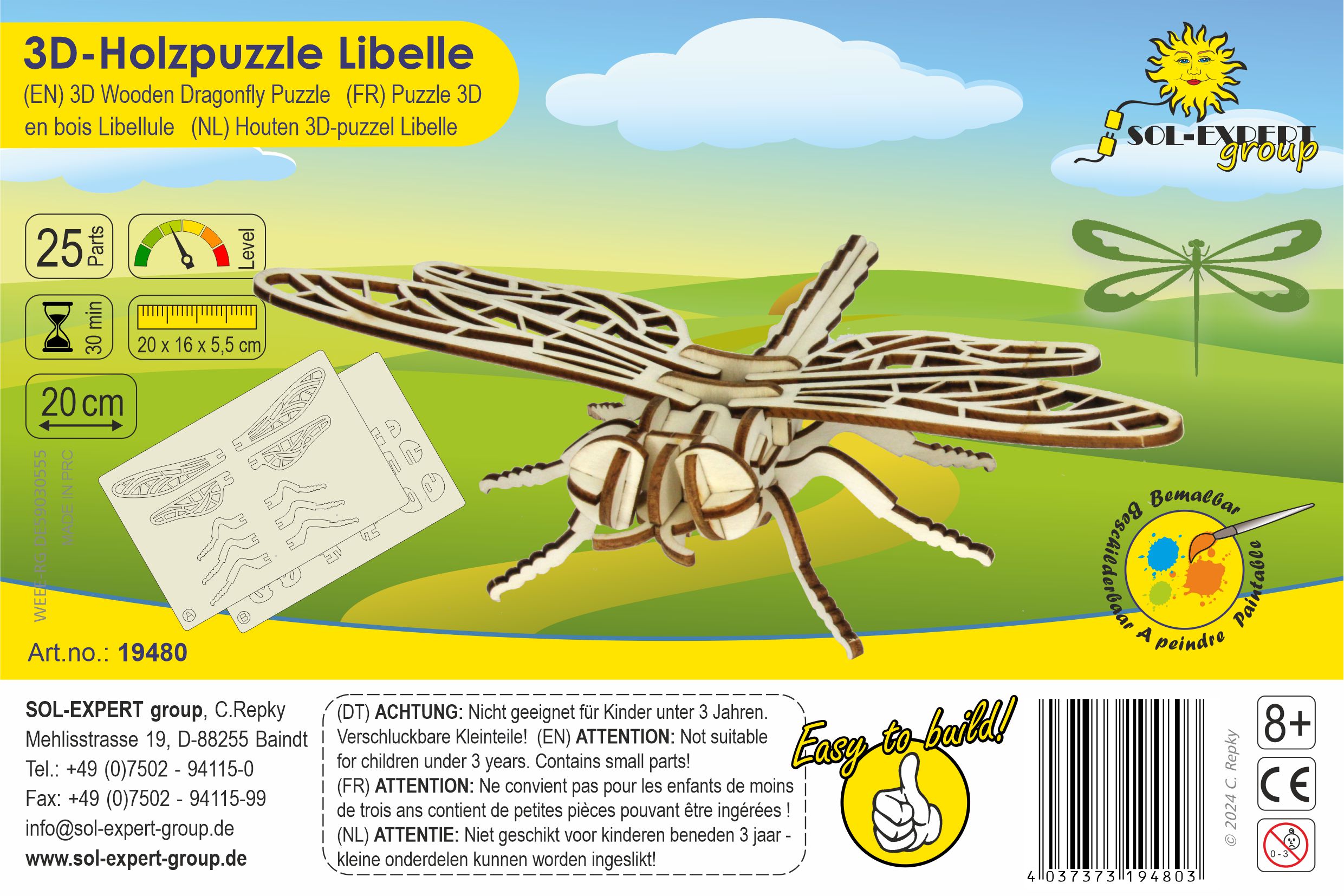 SOL-EXPERT 3D Holz Puzzle Libelle SOL-EXPERT 3D Holz Puzzle Libelle