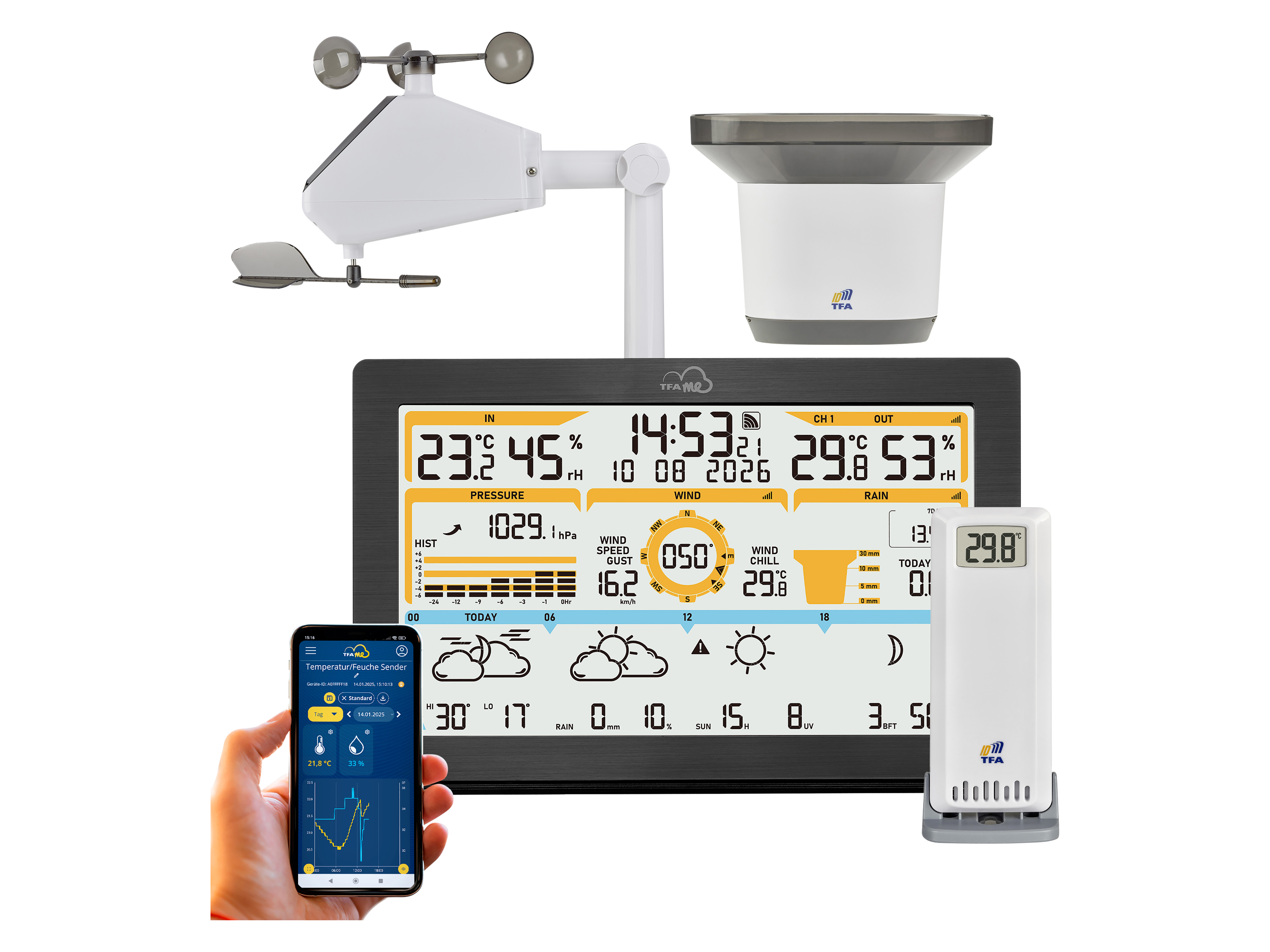 TFA WLAN Funk-Wetterstation TFA.me ID-05, schwarz TFA WLAN Funk-Wetterstation TFA.me ID-05, schwarz