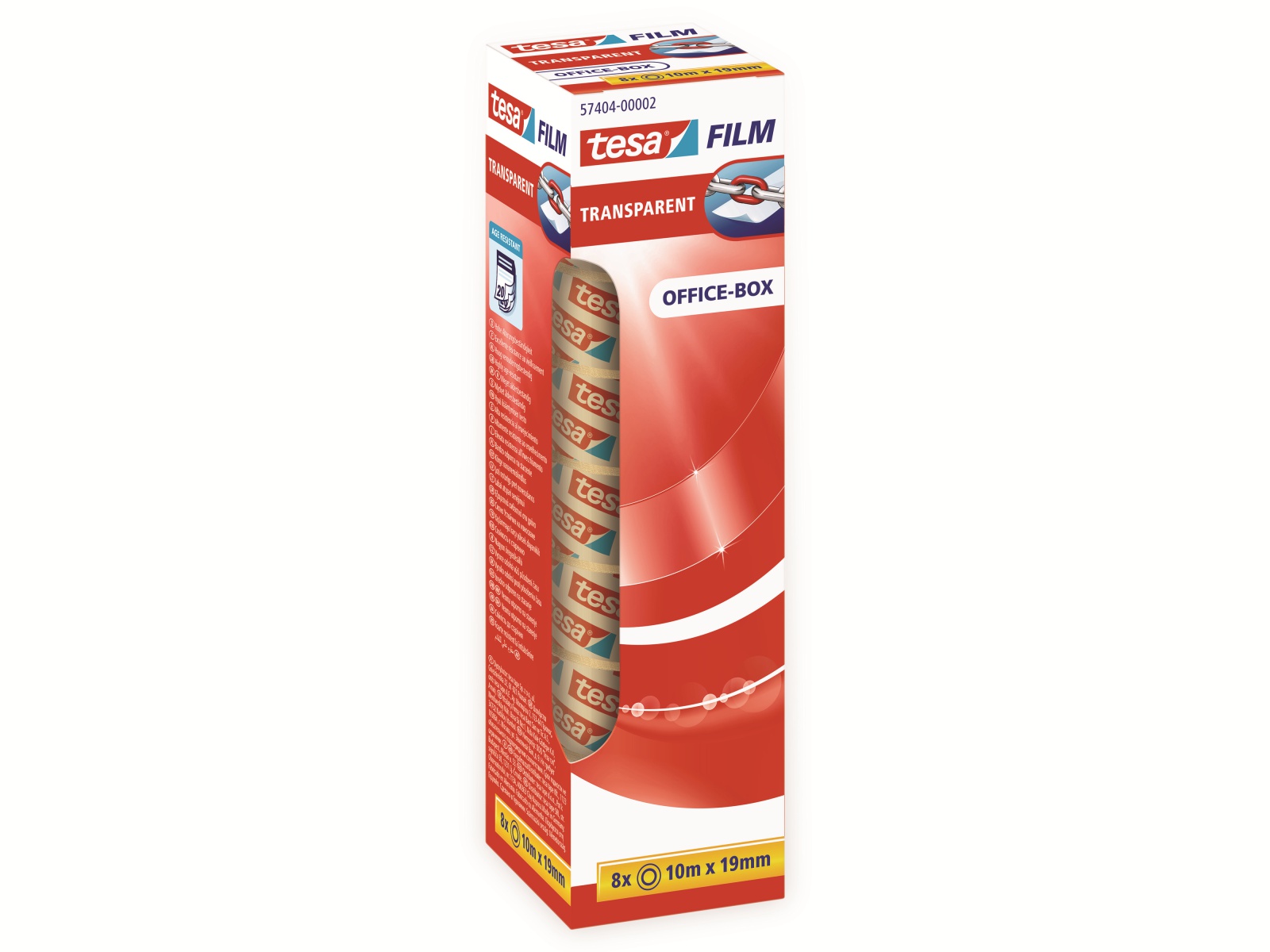 TESA film® transparent, 8 Rollen, Office-Box, 10m:19mm, 57404-00002-04 TESA film® transparent, 8 Rollen, Office-Box, 10m:19mm, 57404-00002-04