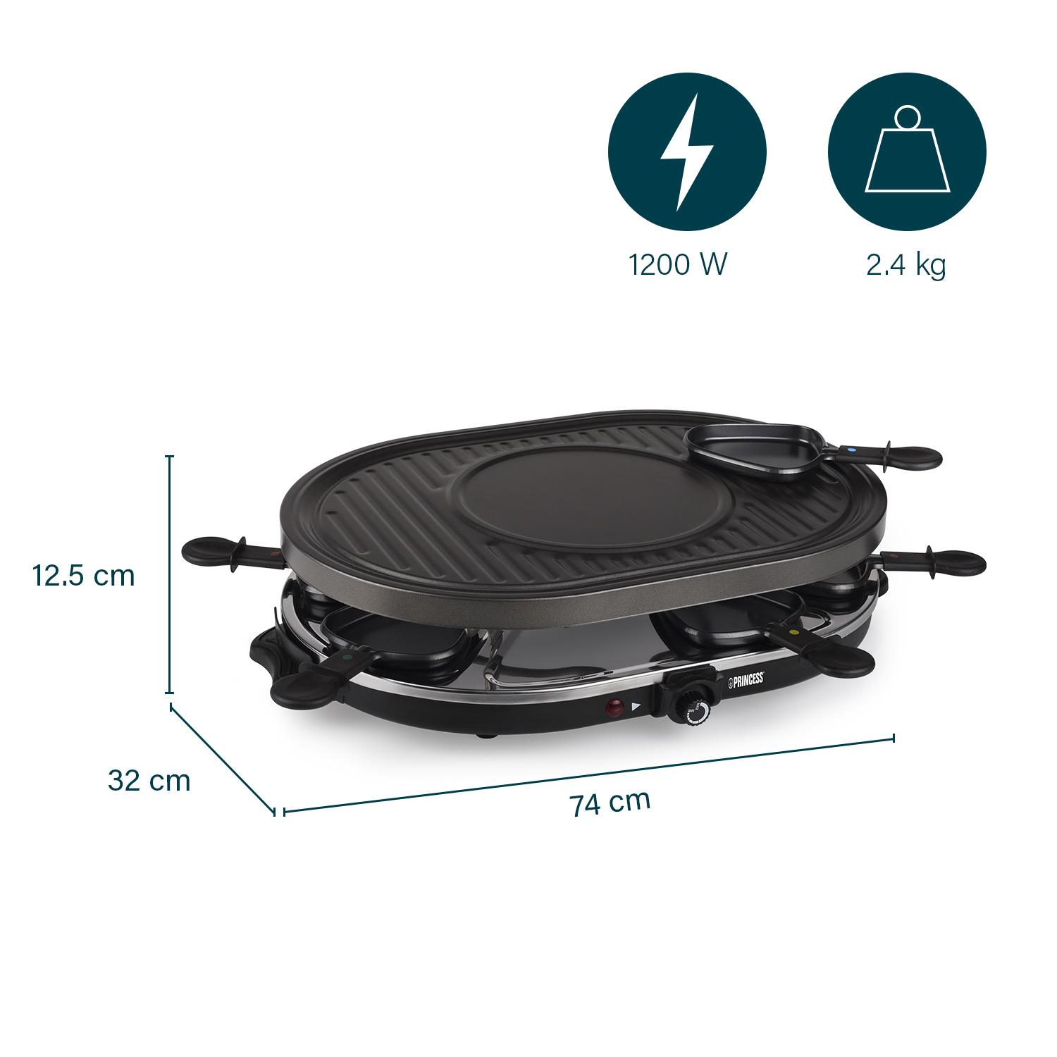 PRINCESS Raclette-Grill 162700, 1200 W, 8 Personen PRINCESS Raclette-Grill 162700, 1200 W, 8 Personen