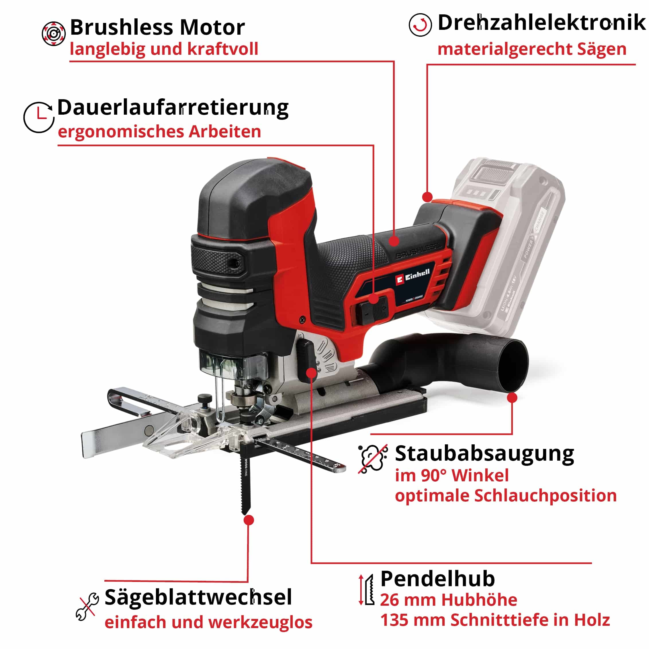 EINHELL PROFESSIONAL Akku-Stichsäge TP-JST 18/135 Li BL-Solo EINHELL Akku-Stichsäge TP-JST 18/135 Li BL-Solo