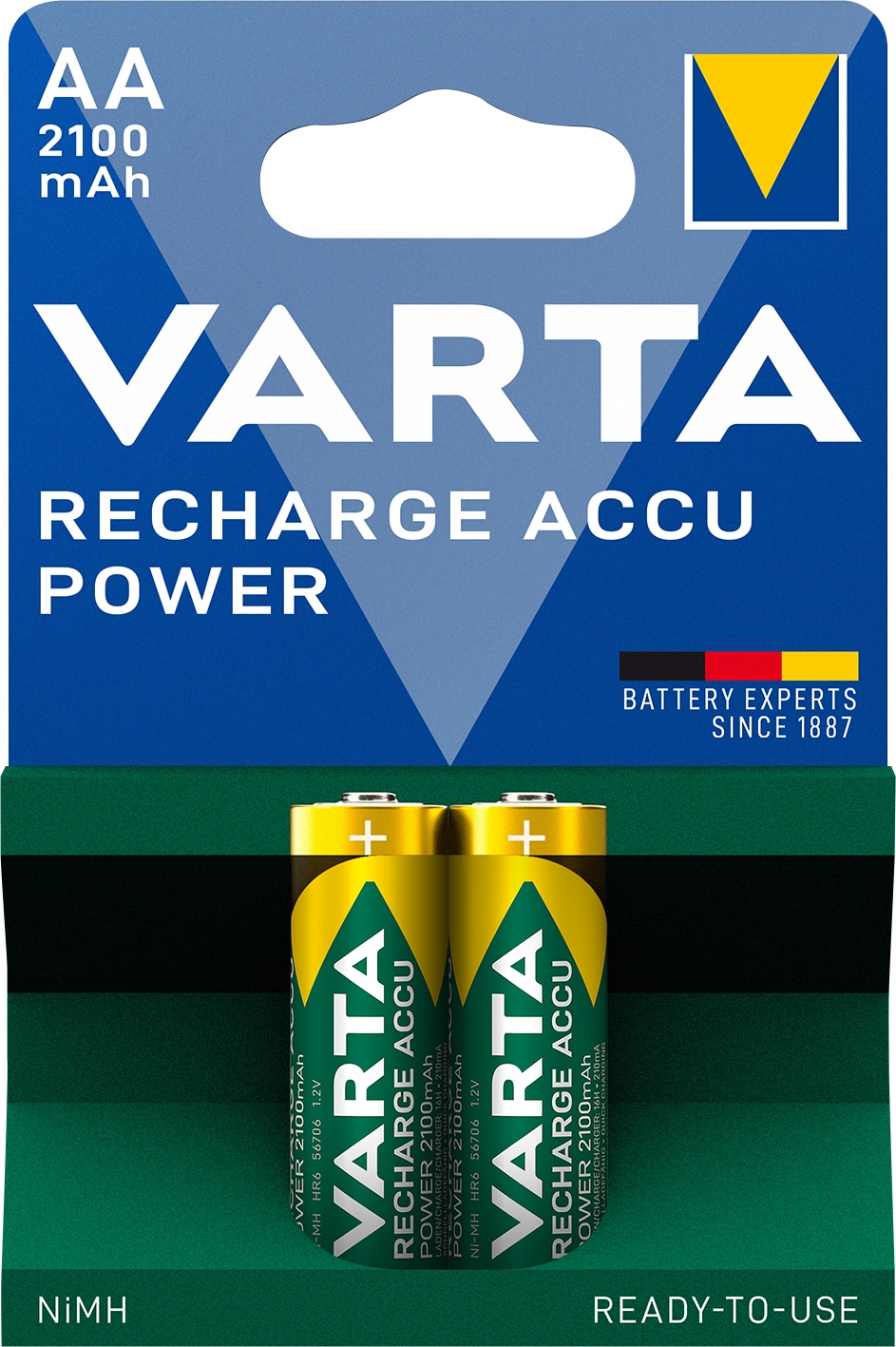 VARTA NiMH-Mignon-Akku 56706, 2100 mAh, 2 Stück VARTA NiMH-Mignon-Akku 56706, 2100 mAh, 2 Stück