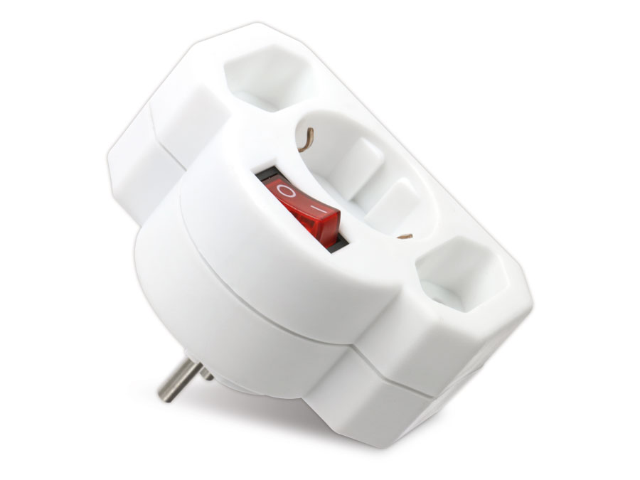 HEITECH Multisteckdose mit Schalter, horizontal, 16 A, weiß