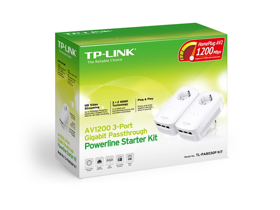 TP-LINK Gigabit-Powerline-Set TL-PA8030PKIT, AV1200, 3 LAN-Ports TP-LINK Gigabit-Powerline-Set TL-PA8030PKIT, AV1200, 3 LAN-Ports