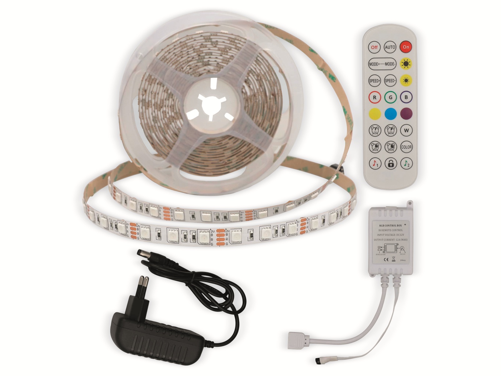 OPTONICA LED-Strip, RGB 4322, 12 V, 60 LEDs, EEK: G, 36 W, 2400 lm, mit Fernbedienung, 5 m OPTONICA LED-Strip, RGB 4322, 12 V, 60 LEDs, EEK: G, 36 W, 2400 lm, mit Fernbedienung, 5 m