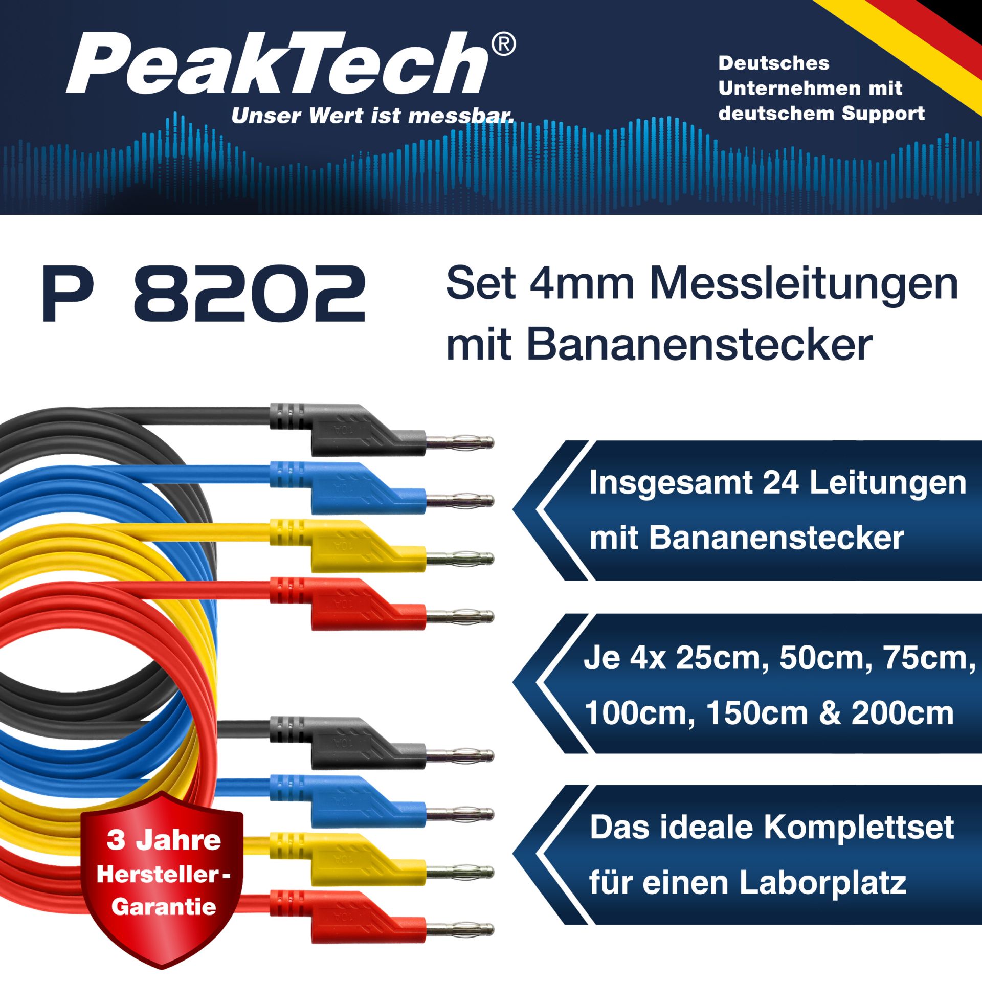 PEAKTECH Messzubehör-Set, P 8202, 4 mm Bananenstecker PEAKTECH Messzubehör-Set, P 8202, 4 mm Bananenstecker