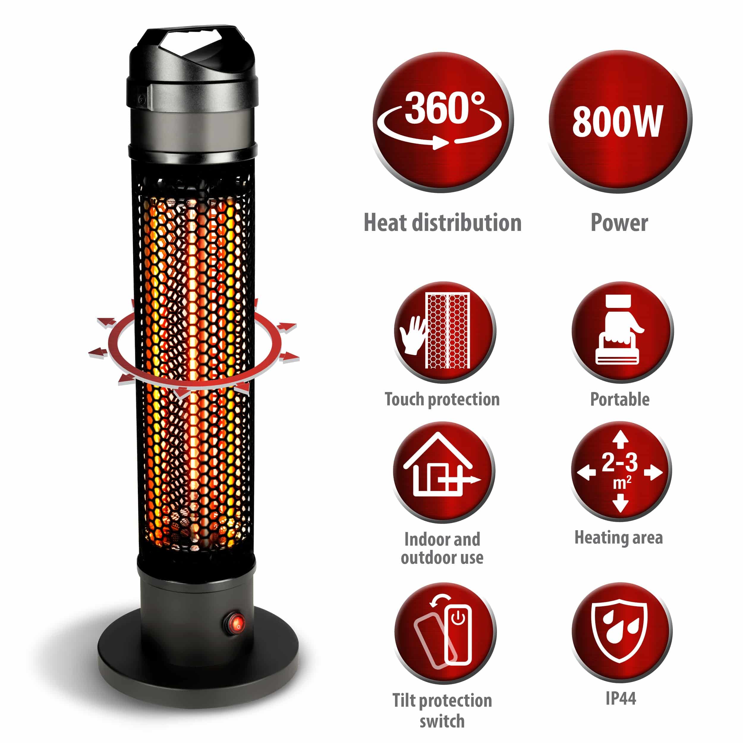 ALPINA Heizstrahler, 800 W, schwarz, In/Outdoor ALPINA Heizstrahler, 800 W, schwarz, In/Outdoor