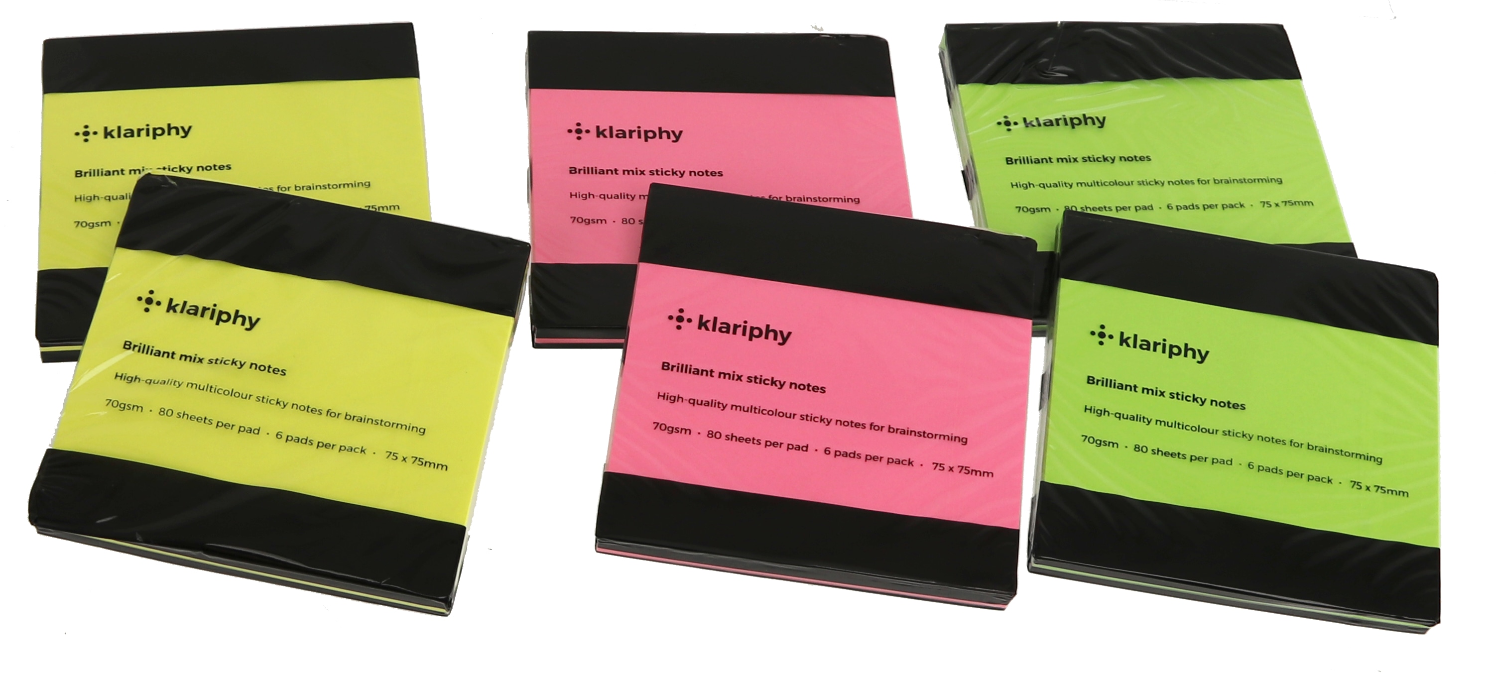 Haftnotizen, KLARIPHY, 75x75mm, 480 Blatt, bunt Haftnotizen, KLARIPHY, 75x75mm, 480 Blatt, bunt