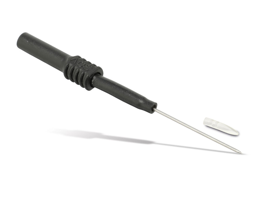 Prüfspitze mit 4 mm Sicherheitsbuchse, flexibel, schwarz Prüfspitze mit 4 mm Sicherheitsbuchse, flexibel, schwarz