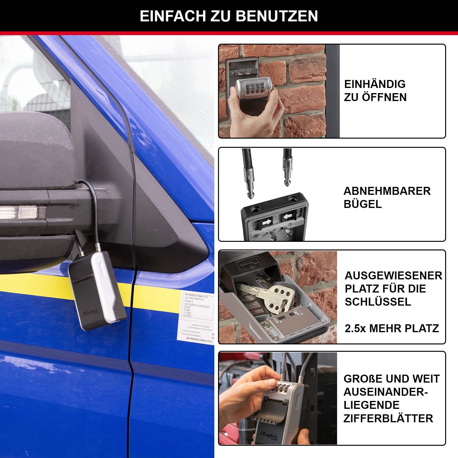 MASTERLOCK Schlüsselkasten 5482EUR, mit abnehmbarem Bügel MASTERLOCK Schlüsselkasten 5482EUR, mit abnehmbarem Bügel