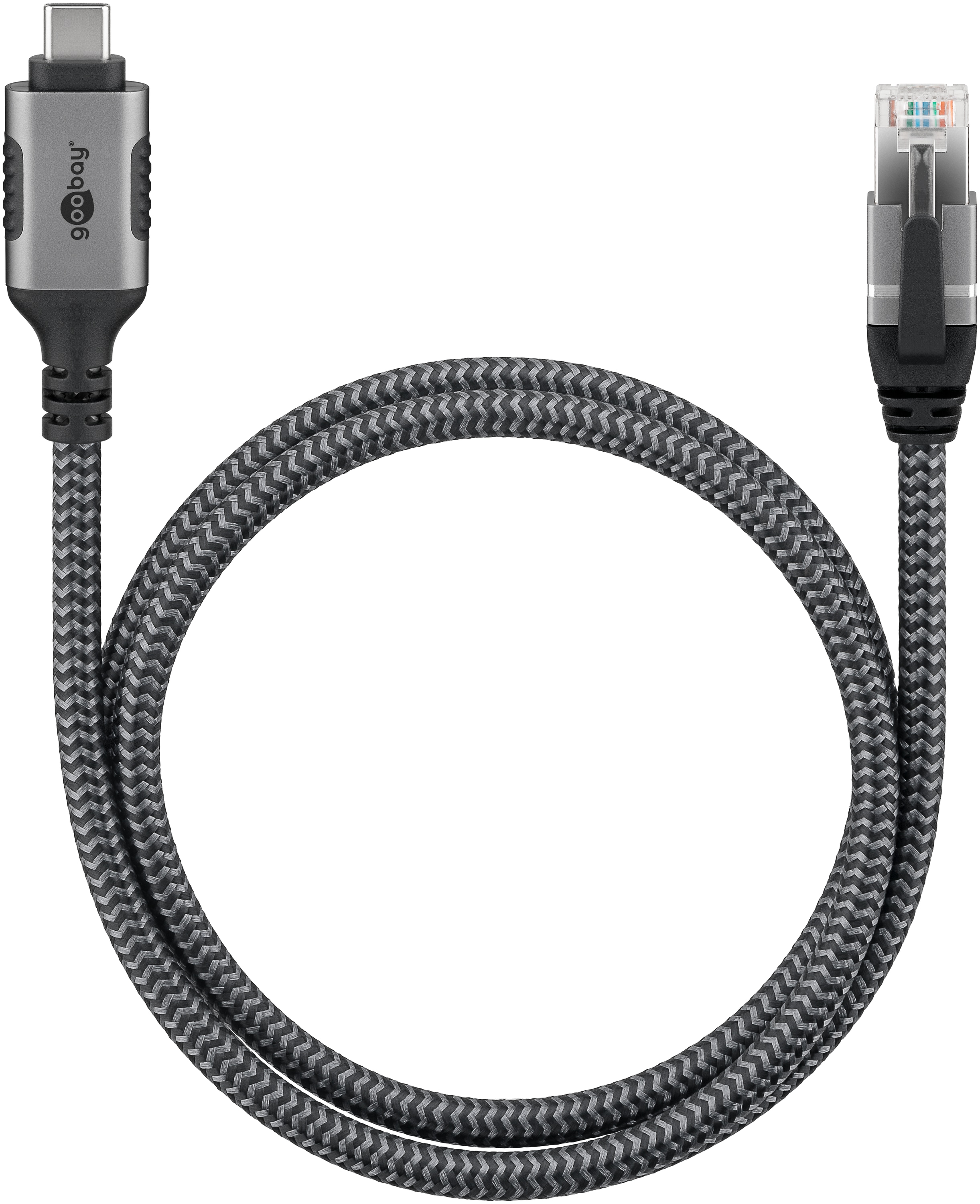 GOOBAY Ethernet-Kabel CAT6 USB-C 3.1 auf RJ45, 1m, schwarz/silber GOOBAY Ethernet-Kabel CAT6 USB-AC 3.1 auf RJ45 1m