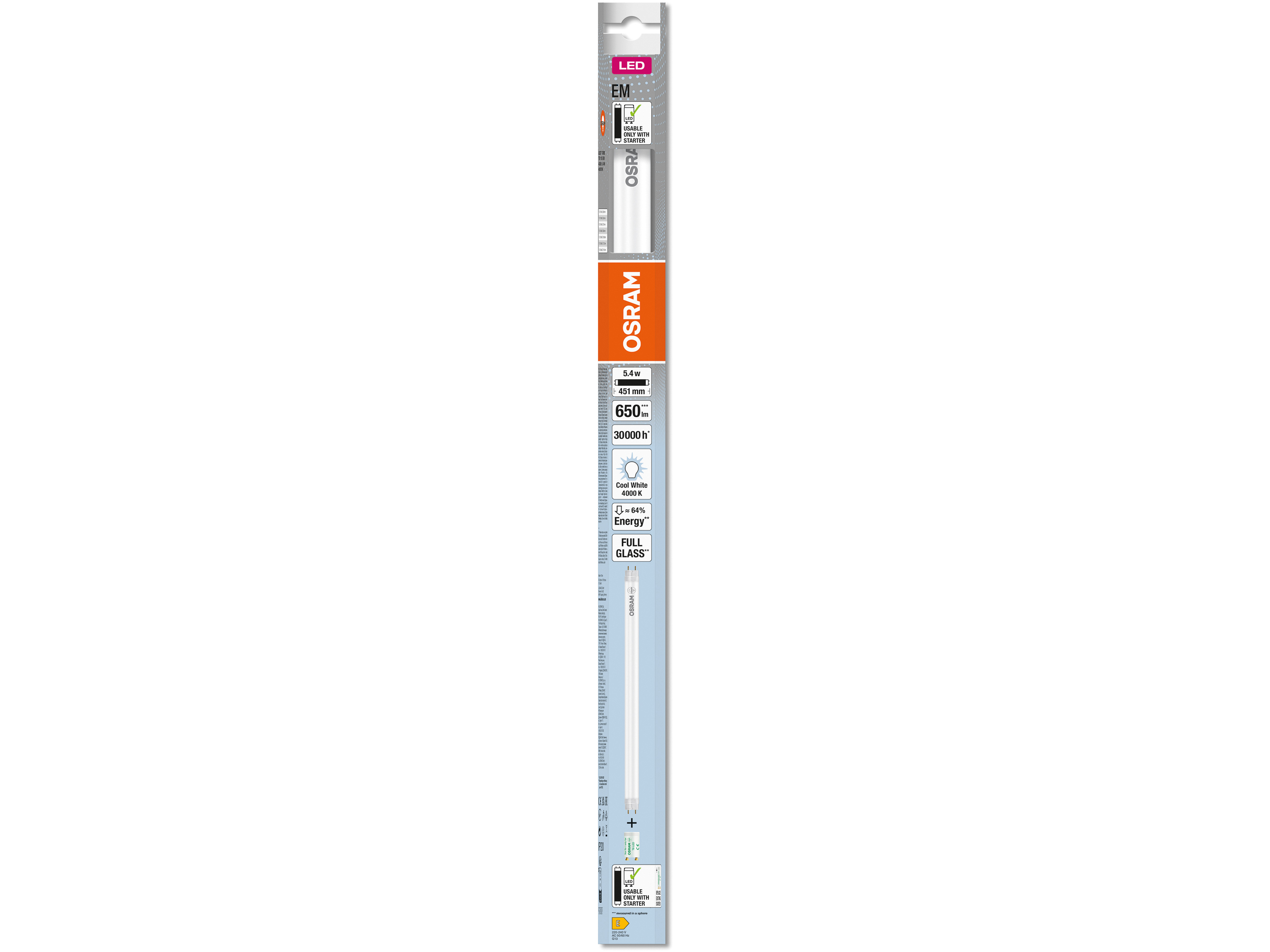 OSRAM LED-Röhre, T8, 438mm, G13, EEK: E, 5,4W, 650lm, 4000K OSRAM LED-Röhre, T8, 438mm, G13, EEK: E, 5,4W, 650lm, 4000K