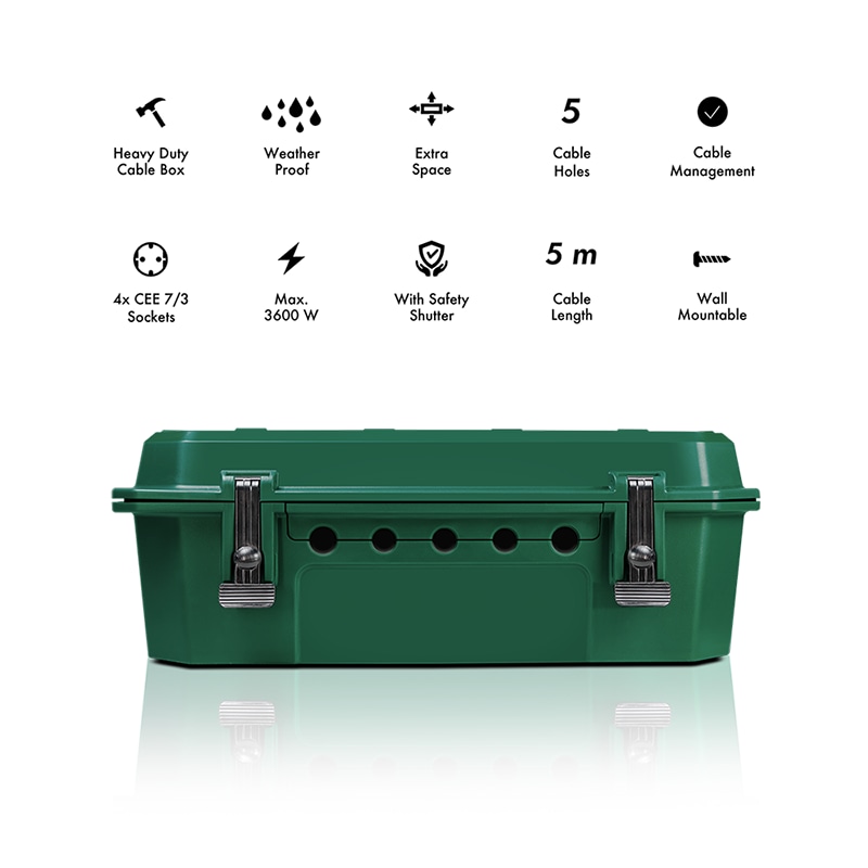LOGILINK Kabelschutzbox LPS284, 4-fach, Steckerleiste, IP54, grün LOGILINK Kabelschutzbox LPS284, 4-fach, Steckerleiste, IP54, grün