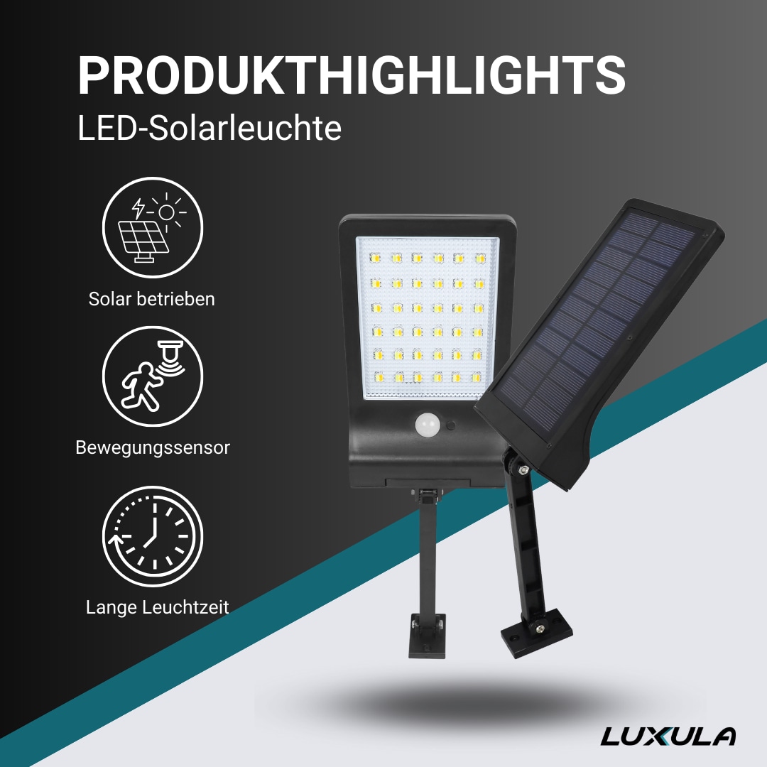 LUXULA Solar LED-Wandleuchte, PIR-Sensor, kaltweiß LUXULA Solar LED-Wandleuchte, PIR-Sensor, kaltweiß