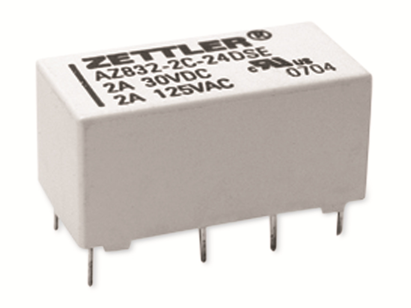ZETTLER Printrelais, AZ832P2-2C-5DE, 5V, 2 Wechsler, 30V/DC, THT ZETTLER Printrelais, AZ832P2-2C-5DE, 5V, 2 Wechsler, 30V/DC, THT