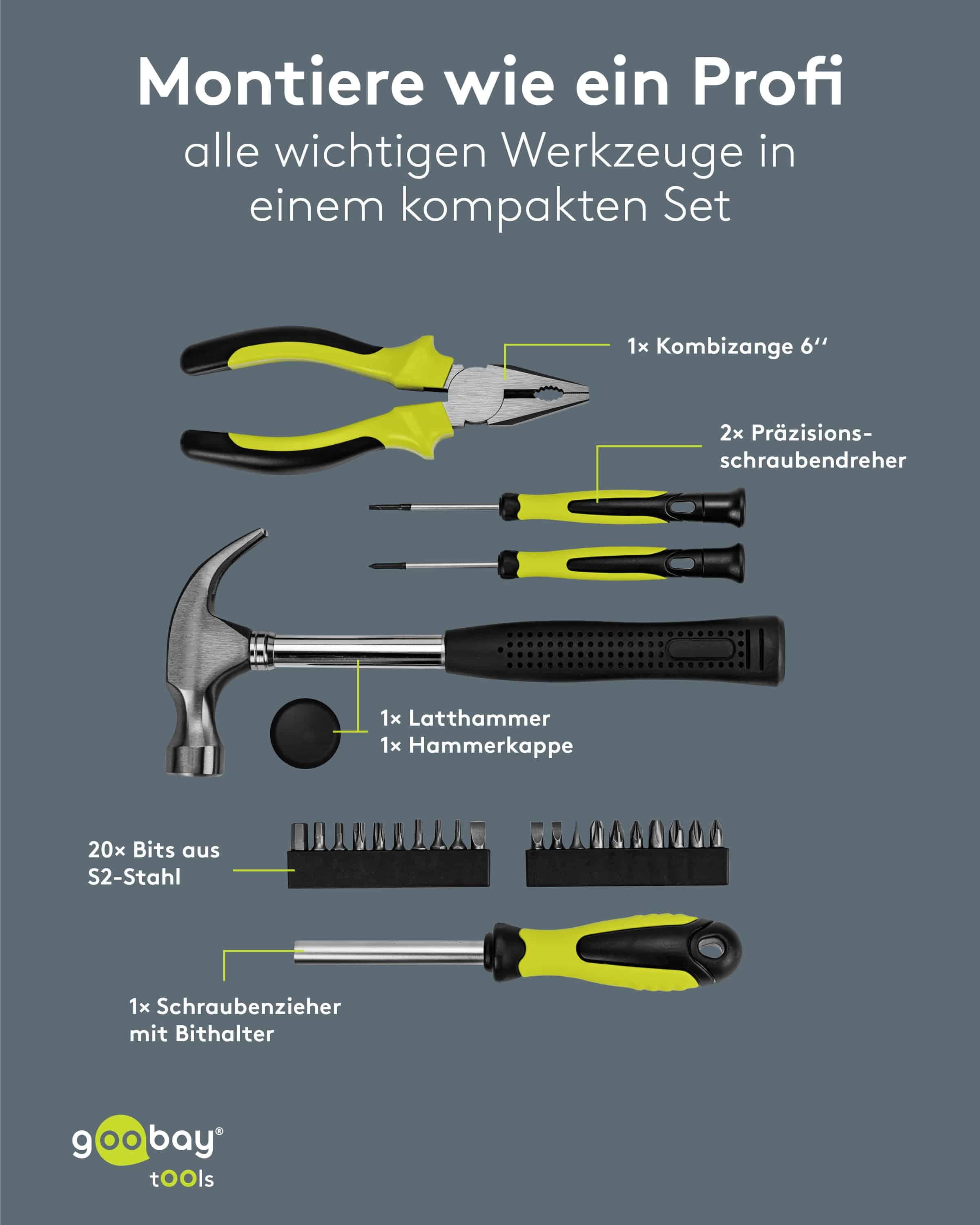 GOOBAY TOOLS Werkzeug-Set Starter, 77845, 26-teilig GOOBAY TOOLS Werkzeug-Set Starter, 77845, 26-teilig