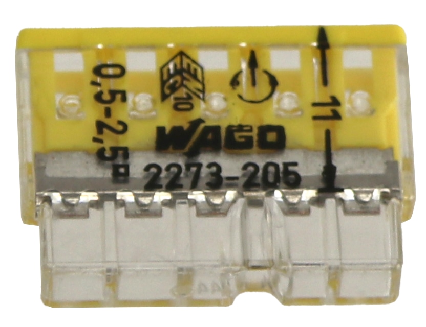 WAGO Steckklemmen, 273-105, 5-polig, 2,5 mm², 100 Stück Wago, Steckklemmen, 273-105, 5-polig, 2,5 mm², 100 Stück