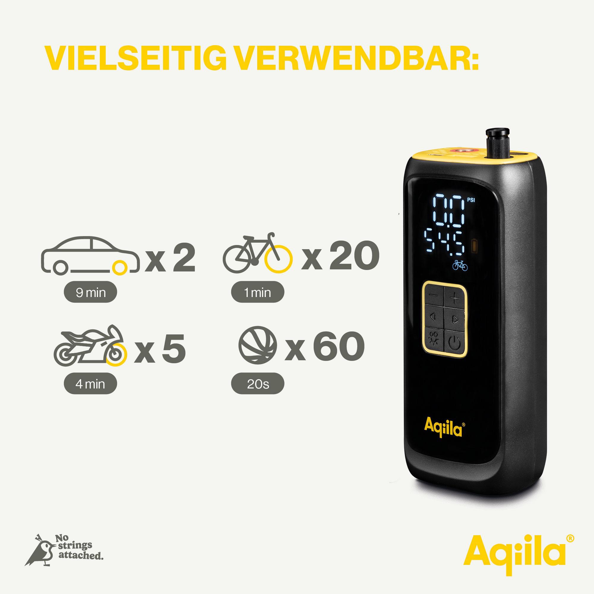 AQIILA C4, tragbare Luftpumpe/Kompressor, Lampe & Powerbank AQIILA Powerbank C4, 4000mAh, mit Kompressor 10 bar u. Lampe