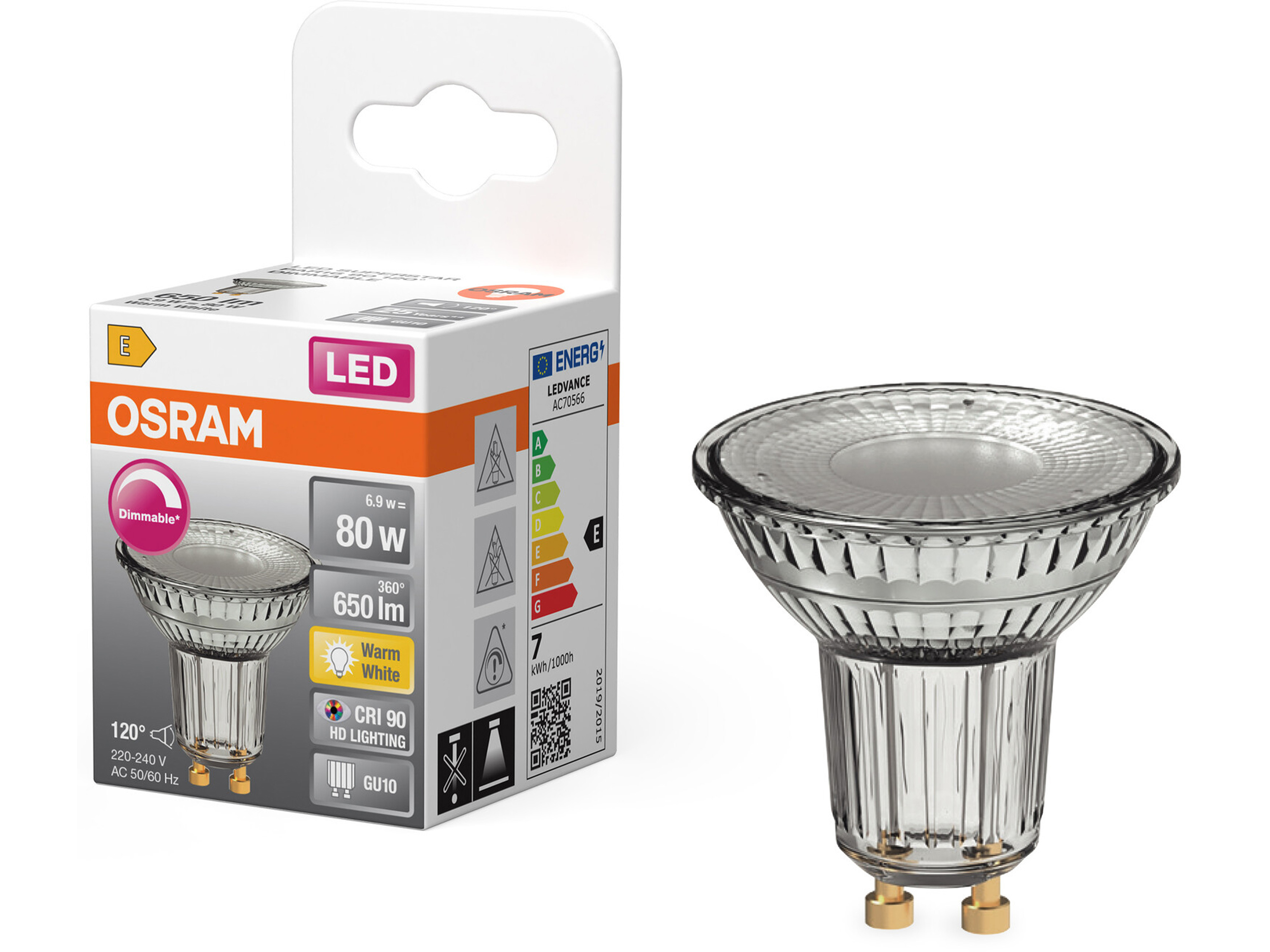 OSRAM LED-Lampe SUPERSTAR, dimmbar, GU10, 6,9W, 2700K, EEK: E, 650lm, IP20, warmweiß OSRAM LED-Lampe SUPERSTAR, dimmbar, GU10, 6,9W, 2700K, EEK: E, 650lm, IP20, warmweiß