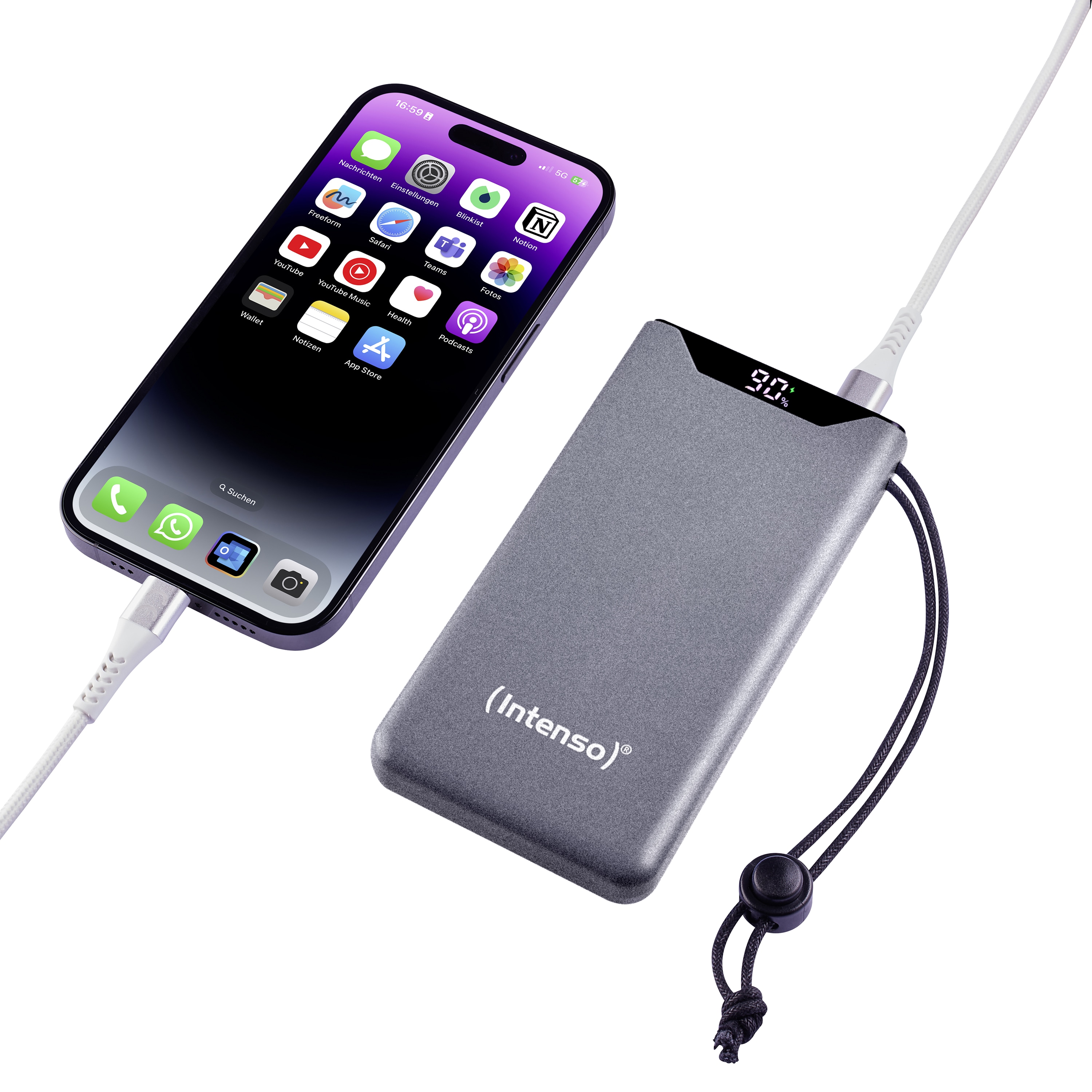 INTENSO USB Powerbank 7332034, F10000, 10.000mAh, 20 W, grau INTENSO USB Powerbank 7332034, F10000, 10.000mAh, 20 W, grau