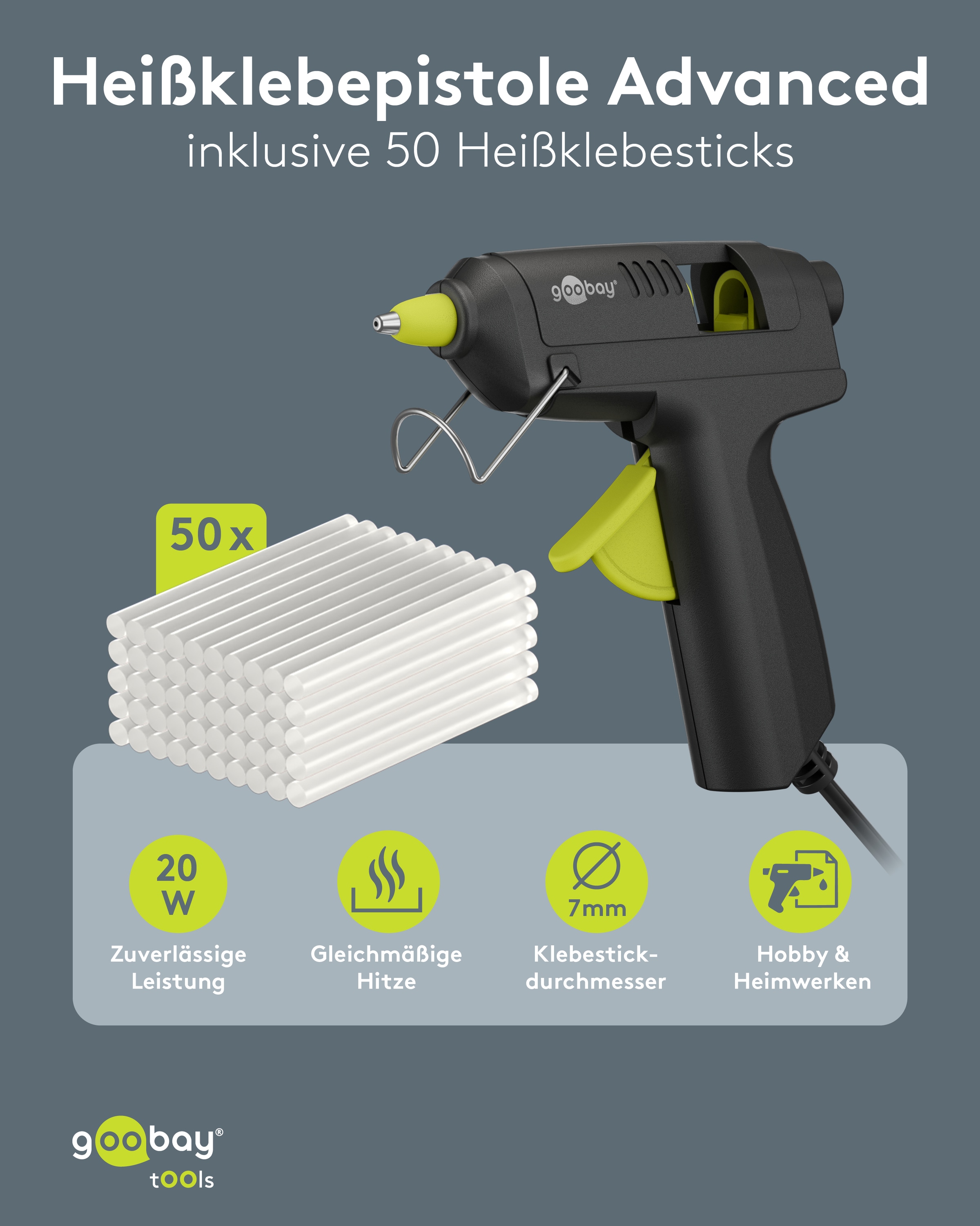 GOOBAY TOOLS Heißklebepistole Advanced, 77825, 20 W, inkl. 50 Klebesticks GOOBAY TOOLS Heißklebepistole Advanced, 77825, 20 W, inkl. 50 Klebesticks