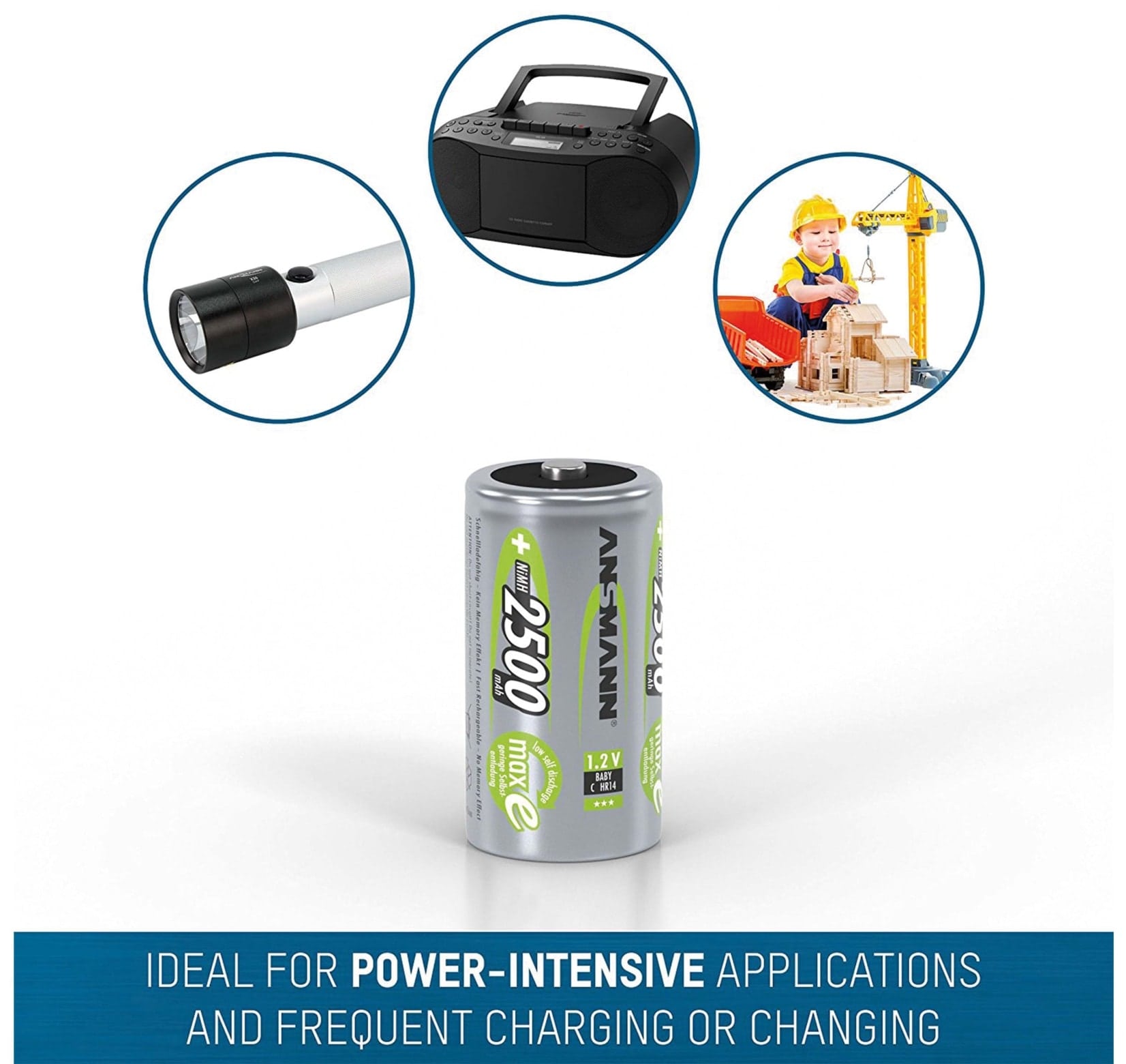ANSMANN NiMH-Baby-Akku maxE, 2500 mAh, 2 Stück ANSMANN NiMH-Baby-Akku maxE, 2500 mAh, 2 Stück