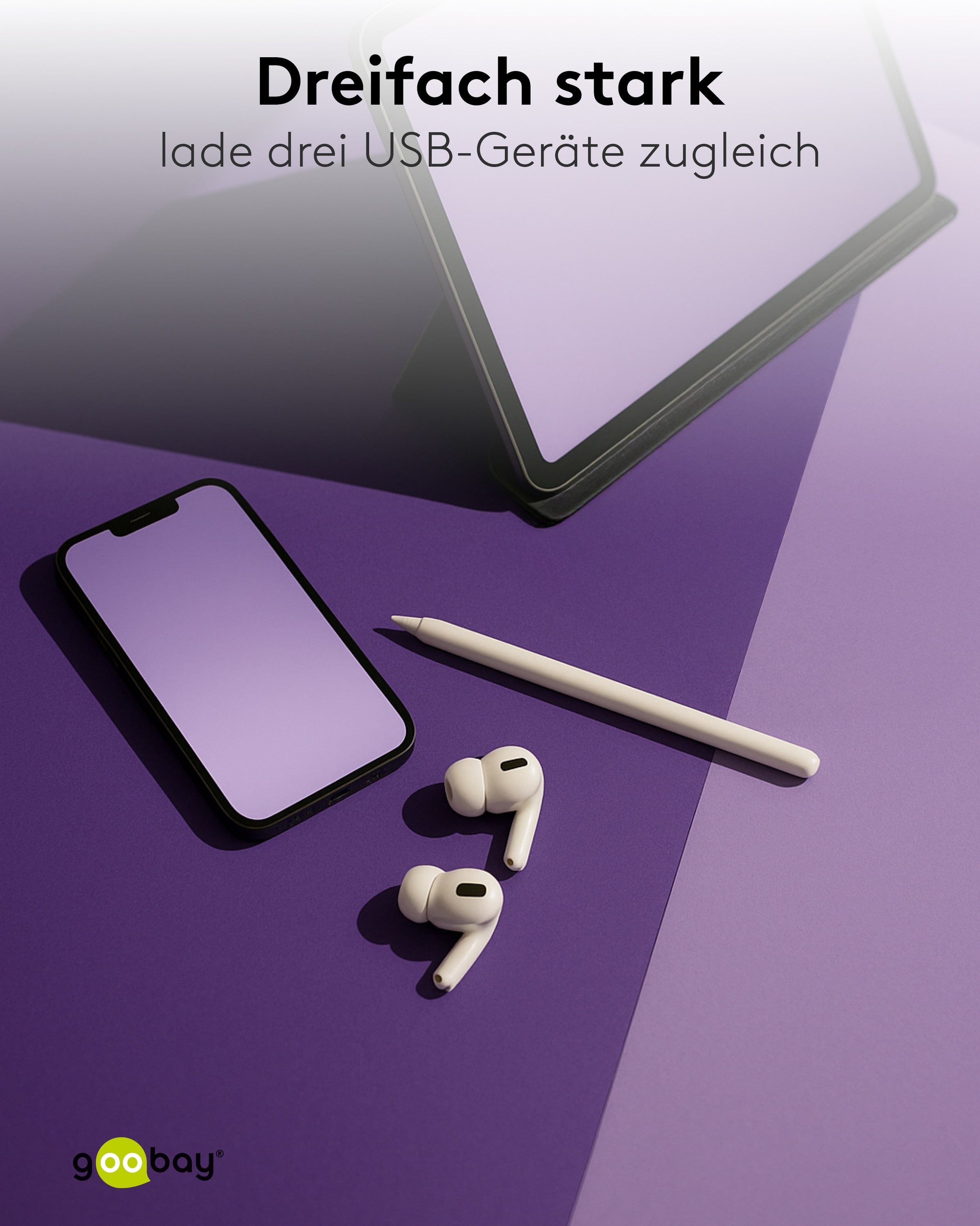 GOOBAY USB Powerbank 76252, 20.000mAh, 30 W, USB-A, 2x USB-C, schwarz GOOBAY USB Powerbank 76252, 20.000mAh, 30 W, USB-A, 2x USB-C, schwarz