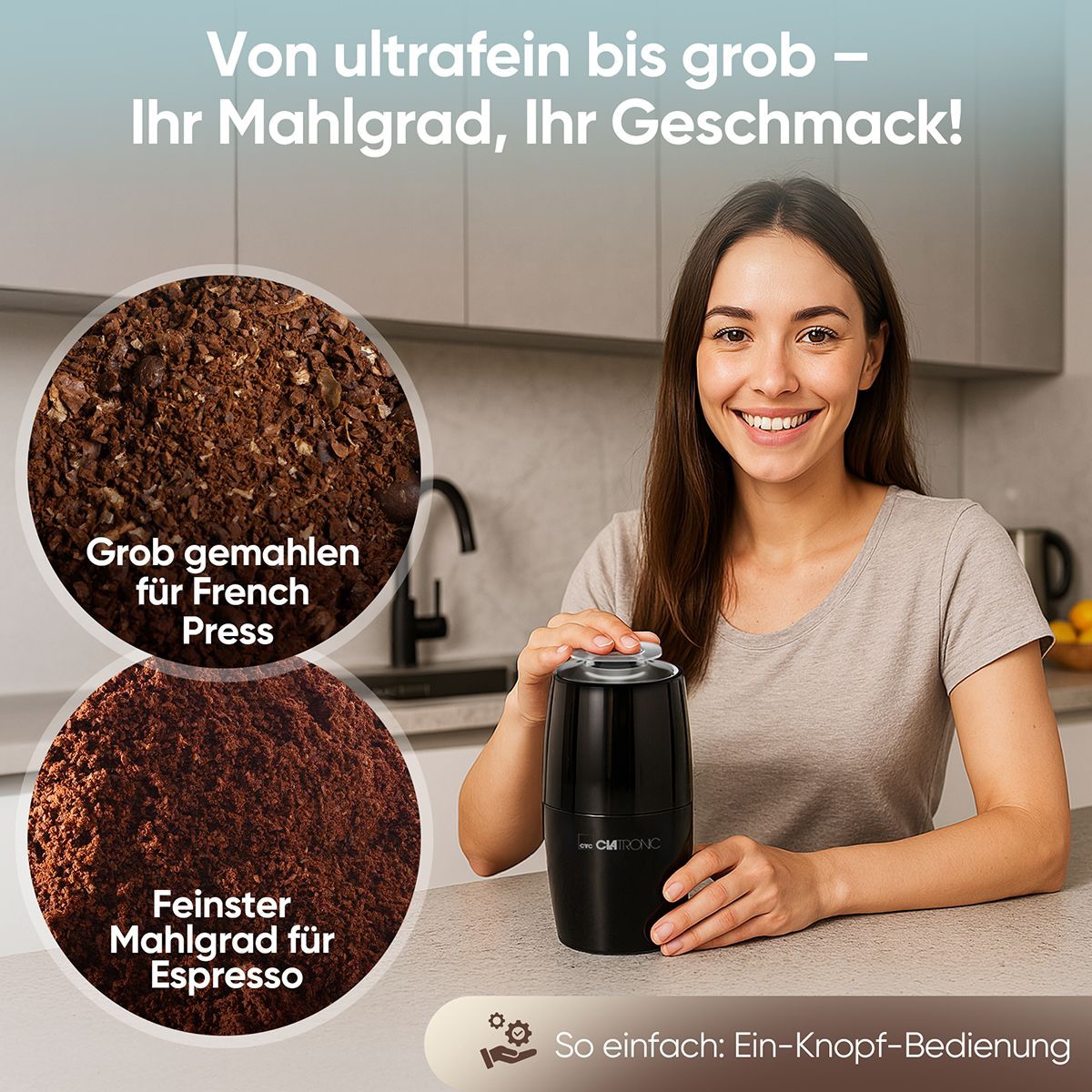 CLATRONIC Kaffeemühle elektrisch, Edelstahl-Schlagmesser, 150 W CLATRONIC Kaffeemühle elektrisch, Edelstahl-Schlagmesser, 150 W