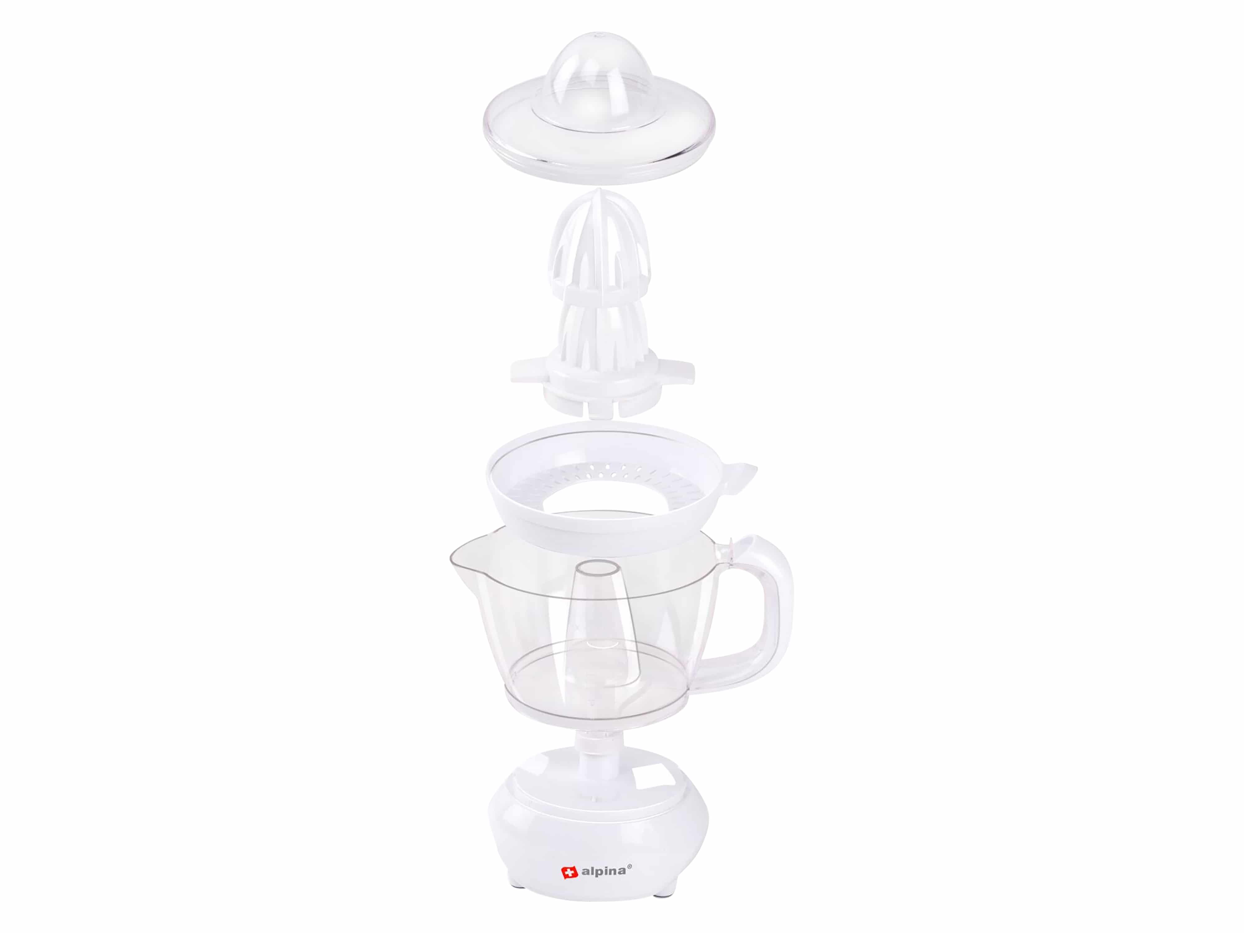 ALPINA Saftpresse, 0,7 Liter, Ziruspresse, 2 Presskegel, 25 W, weiß