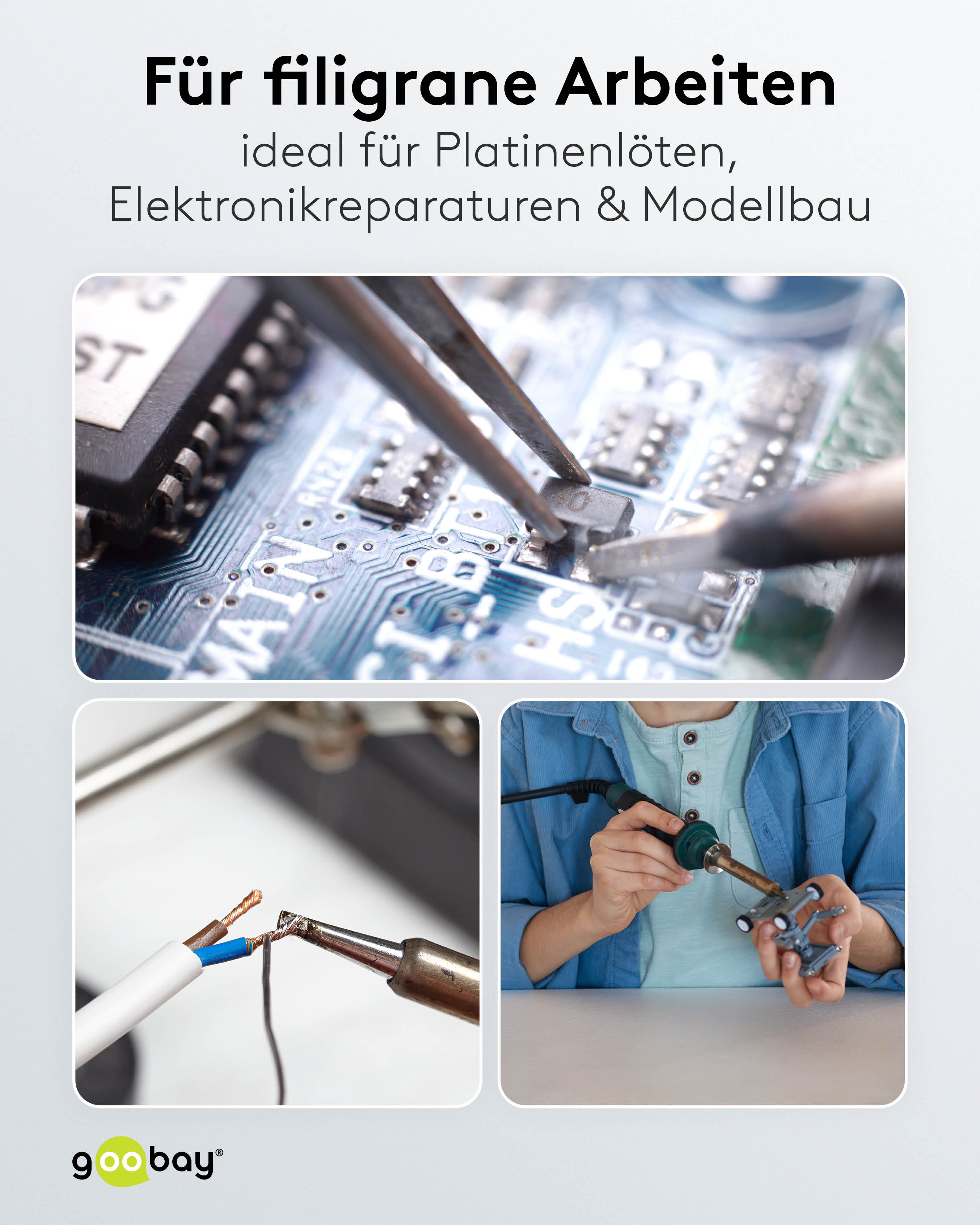 GOOBAY Dritte Hand, 76560, mit Lupe und Lötkolbenständer GOOBAY Dritte Hand, 76560, mit Lupe und Lötkolbenständer