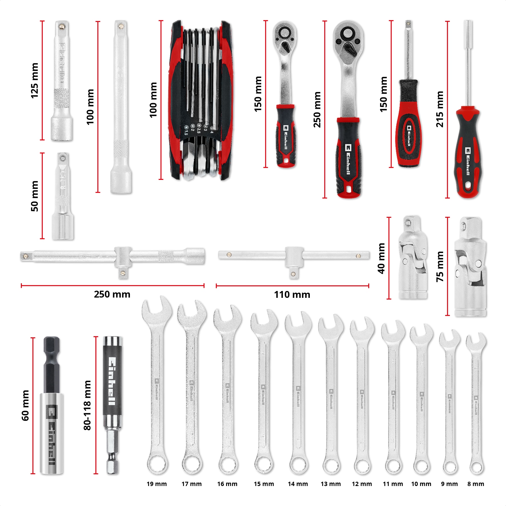 EINHELL Werkzeugkoffer Mechanik, 370513, E-Case, 201-teilig EINHELL Werkzeugkoffer Mechanik, 370513, E-Case, 201-teilig
