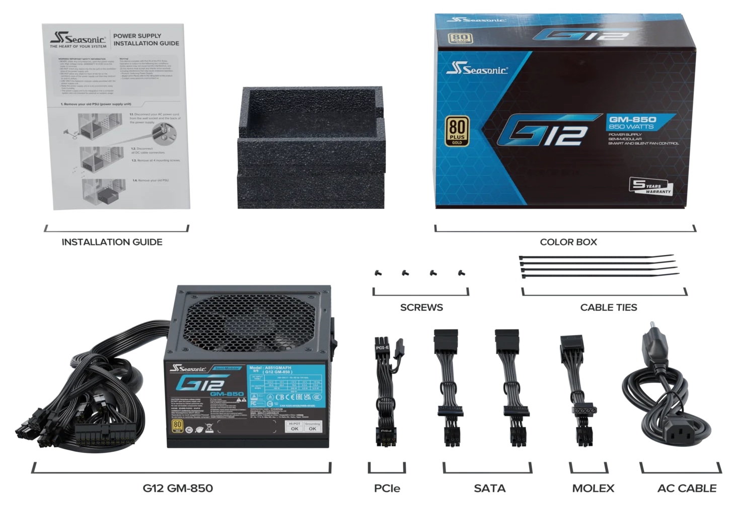 SEASONIC PC-Netzteil G12 G12 GM-850 SEASONIC PC-Netzteil G12 G12 GM-850