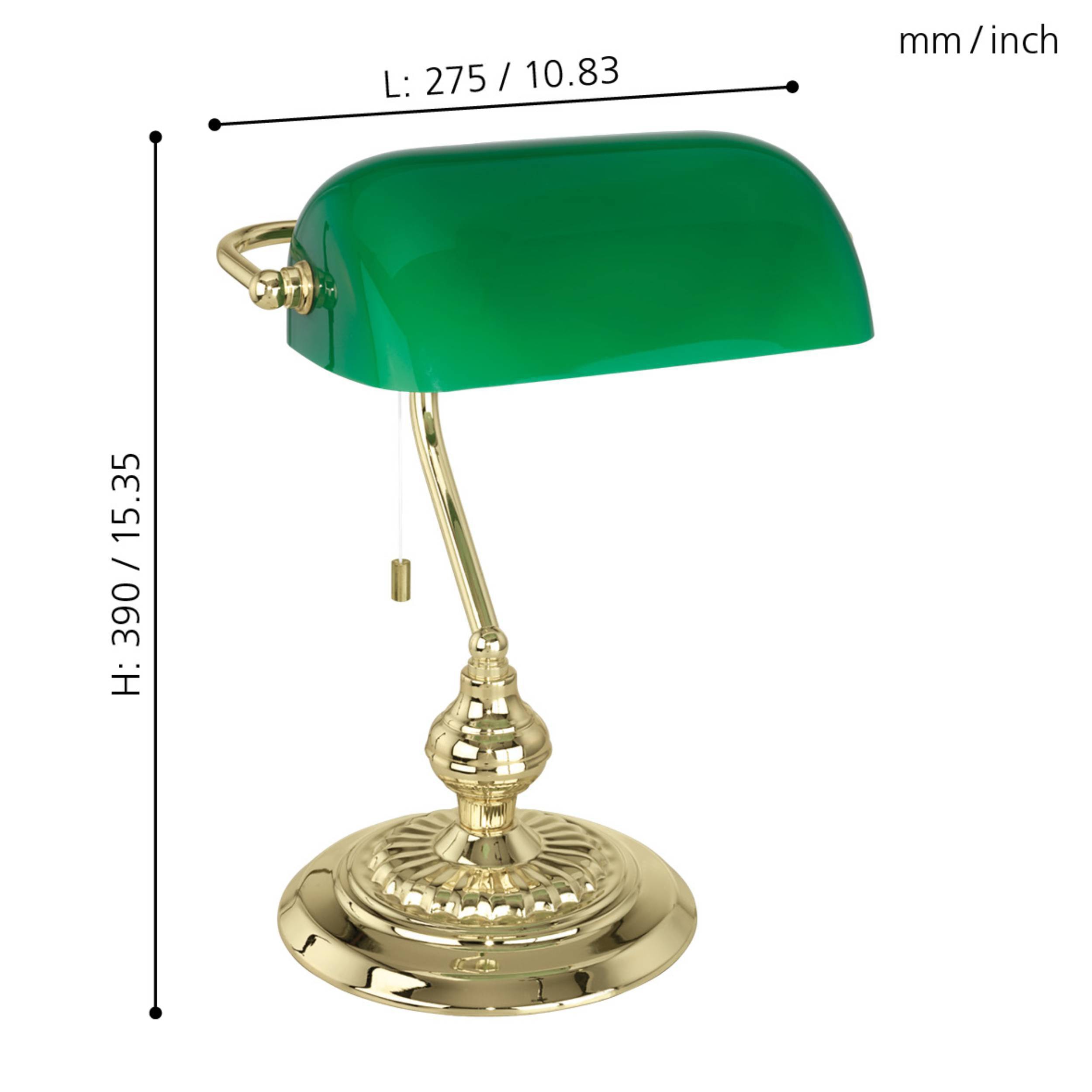 EGLO Tischleuchte 90967 messing-grün, für E27, max. 60 W EGLO Tischleuchte 90967 messing-grün, für E27, max. 60 W