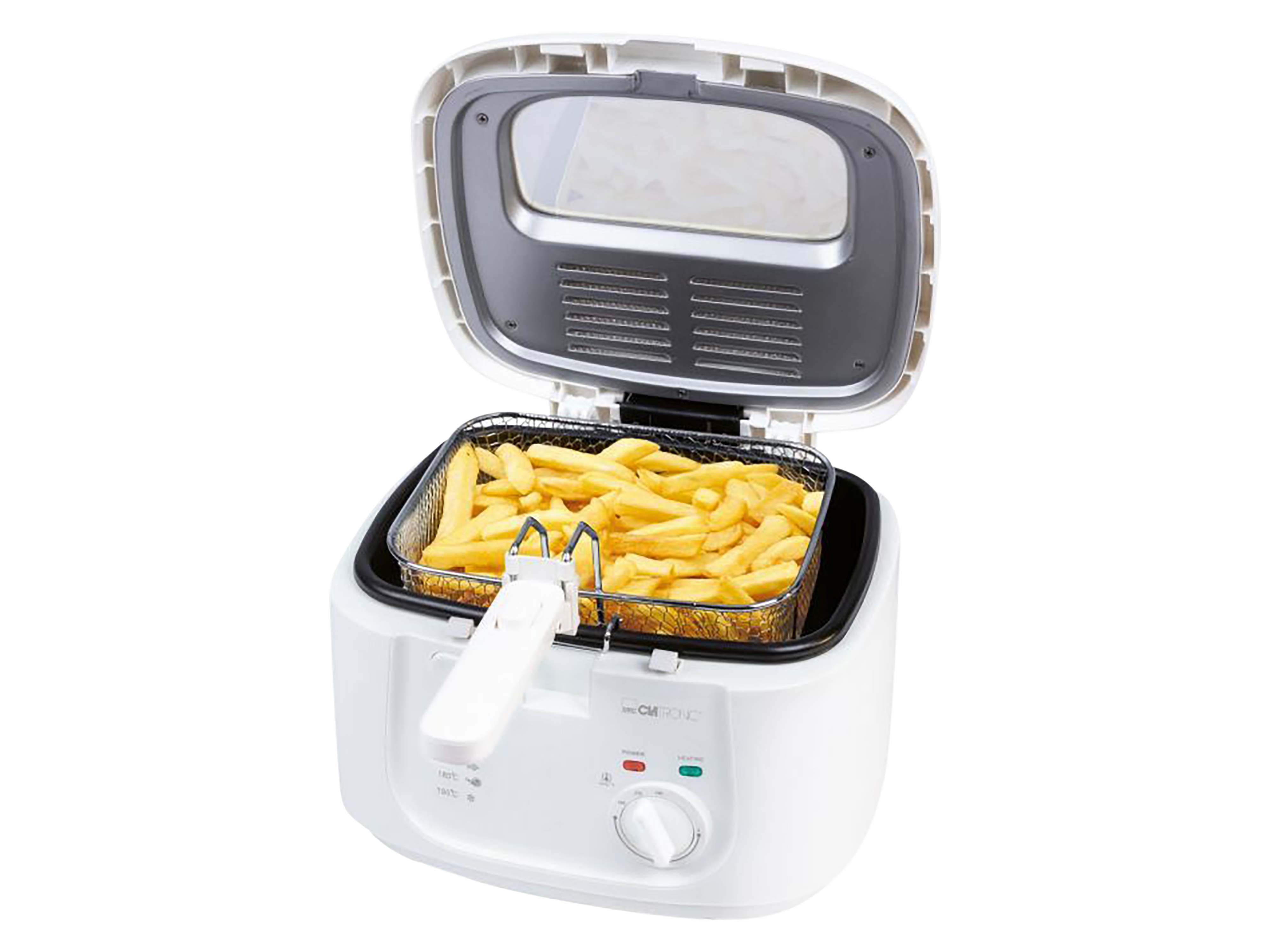 CLATRONIC Fritteuse 2,5L (Öl) FR 3771, antihaftbeschichtet, Cool Toch, 1800W, weiß