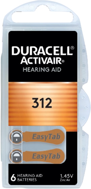 DURACELL Knopfzelle Activair, Typ 312, Zink Air, 1,45V, 6 Stück DURACELL Knopfzelle Activair, Typ 312, Zink Air, 1,45V, 6 Stück
