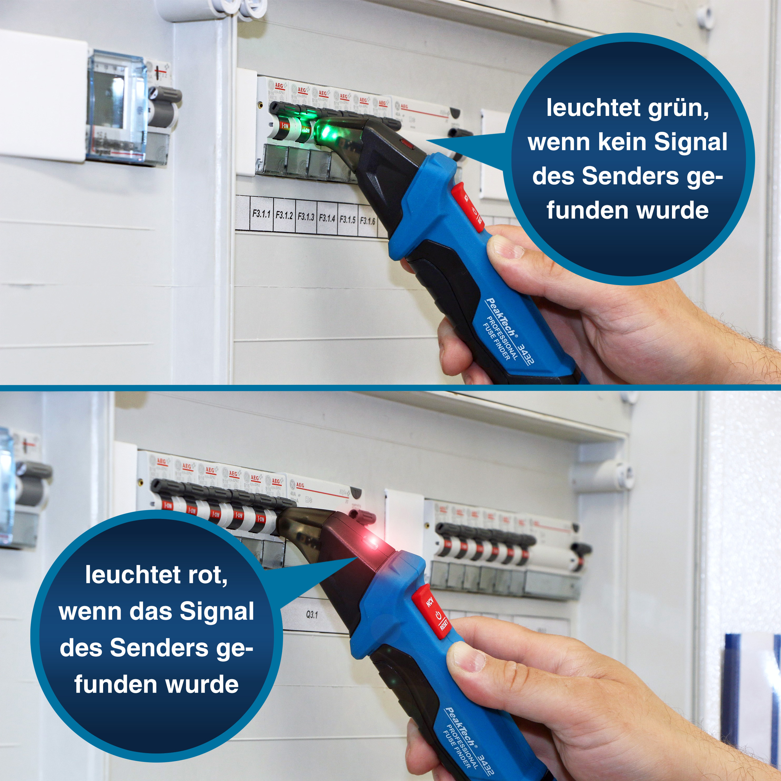 PEAKTECH Sicherungsfinder, P 3432, mit RCD-Tester PEAKTECH Sicherungsfinder, P 3432, mit RCD-Tester