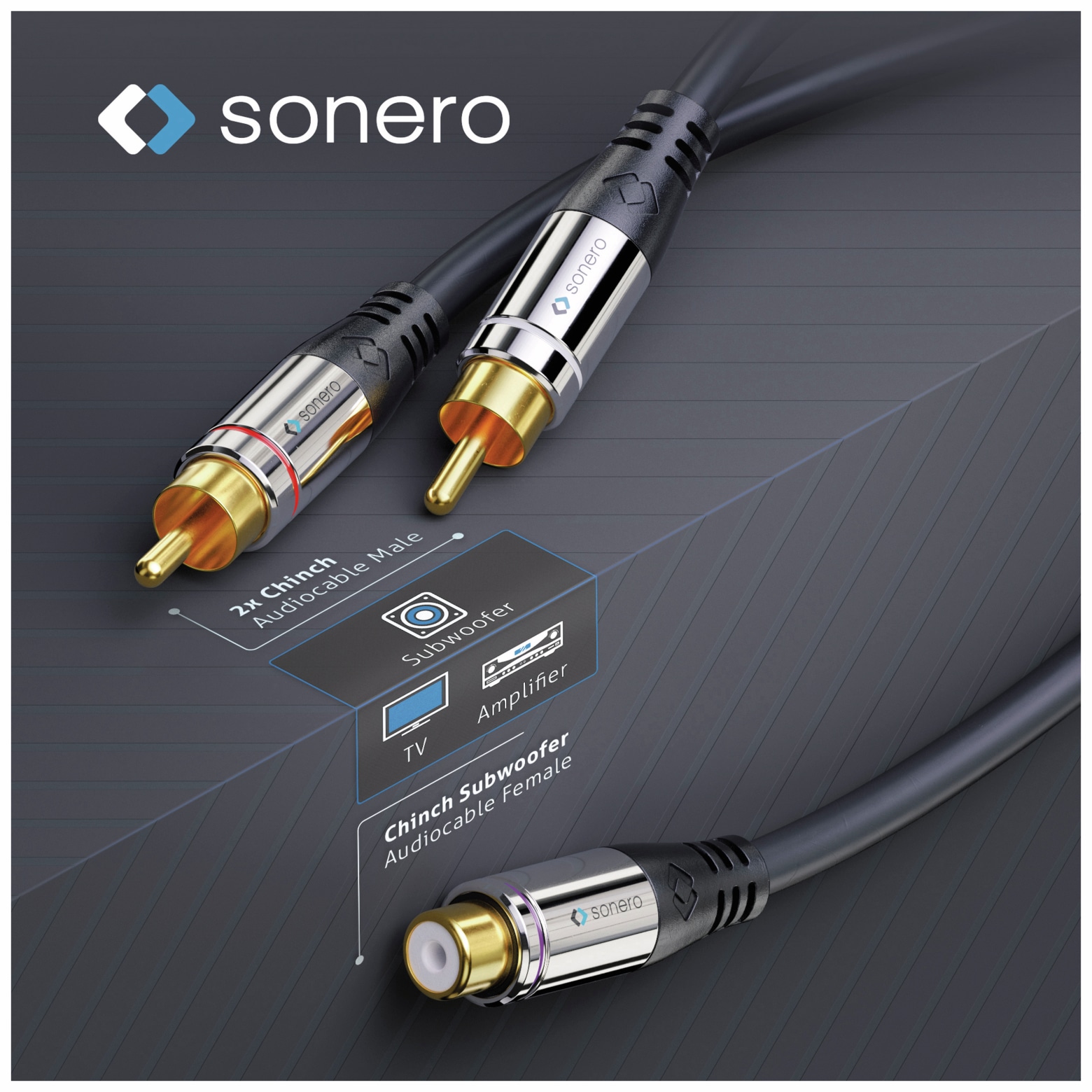SONERO Audioadapter 0,20 m, 2x Cinchstecker auf Cinchbuchse SONERO Audioadapter 0,20 m, 2x Cinchstecker auf Cinchbuchse