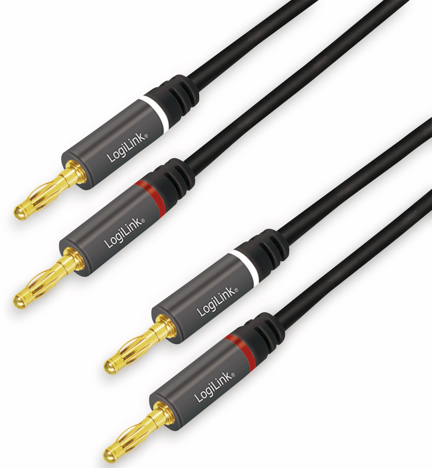 LOGILINK Lautsprecherkabel CA1210, 3 m, 2x2 Bananenstecker, Nylon, schwarz LOGILINK Lautsprecherkabel CA1210, 3 m, 2x2 Bananenstecker, Nylon, schwarz