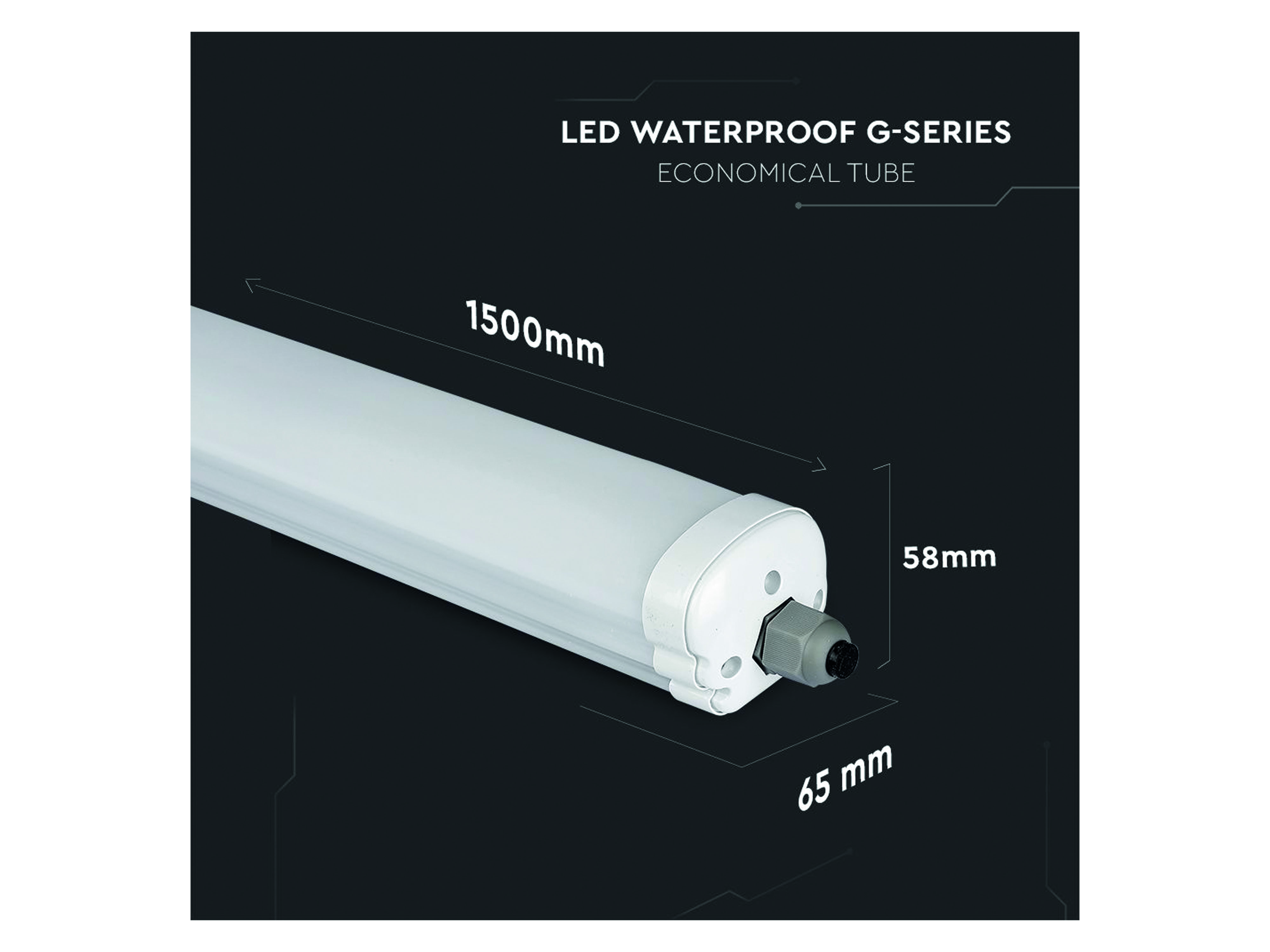 V-TAC LED-Feuchtraum-Wannenleuchte, 48W, 5760lm, 4000K, 1500mm V-TAC LED-Feuchtraum-Wannenleuchte, 48W, 5760lm, 4000K, 1500mm