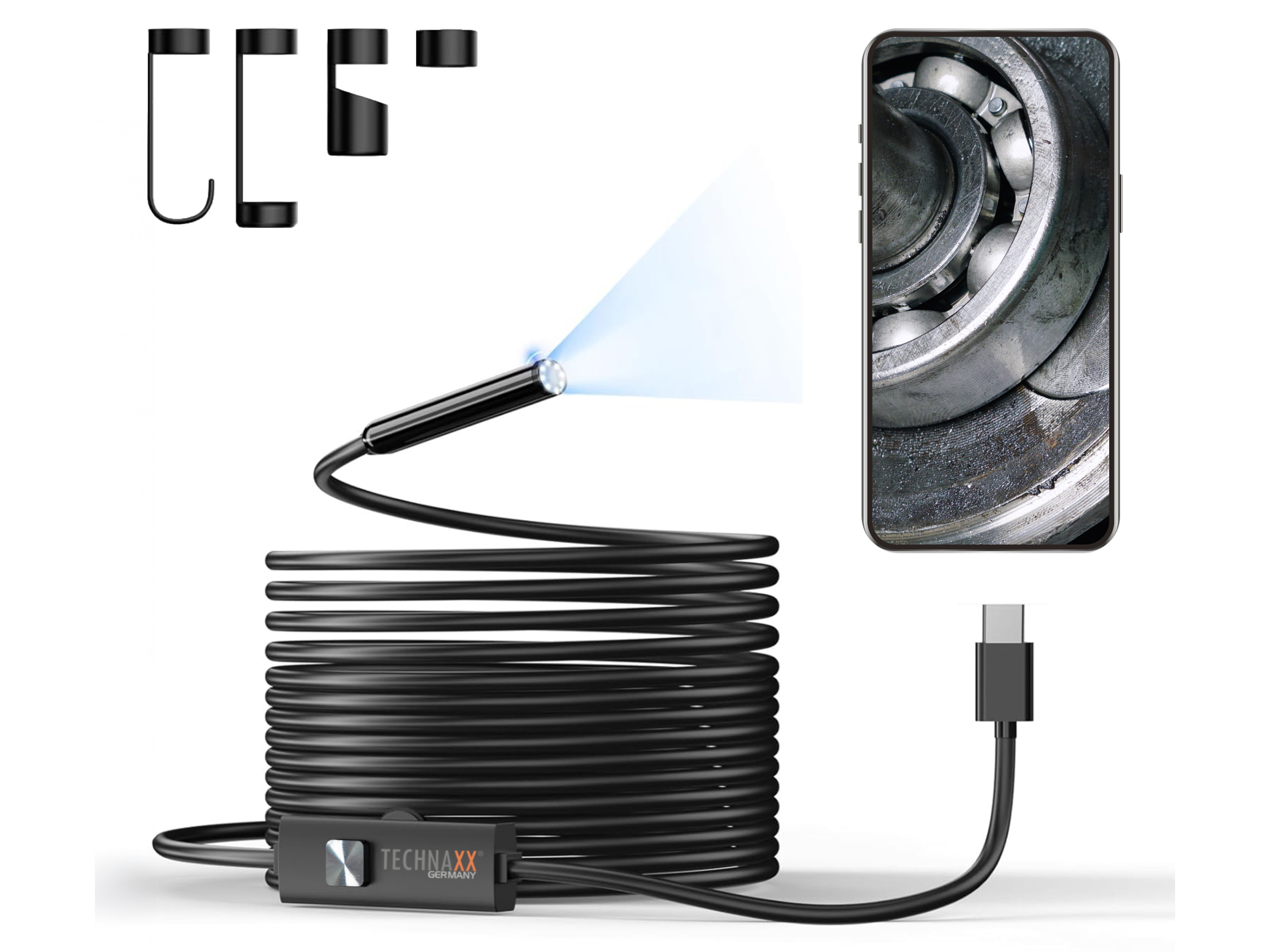 TECHNAXX USB-C Endoskopkamera TX-386, mit Licht TECHNAXX USB-C Endoskopkamera TX-386, mit Licht