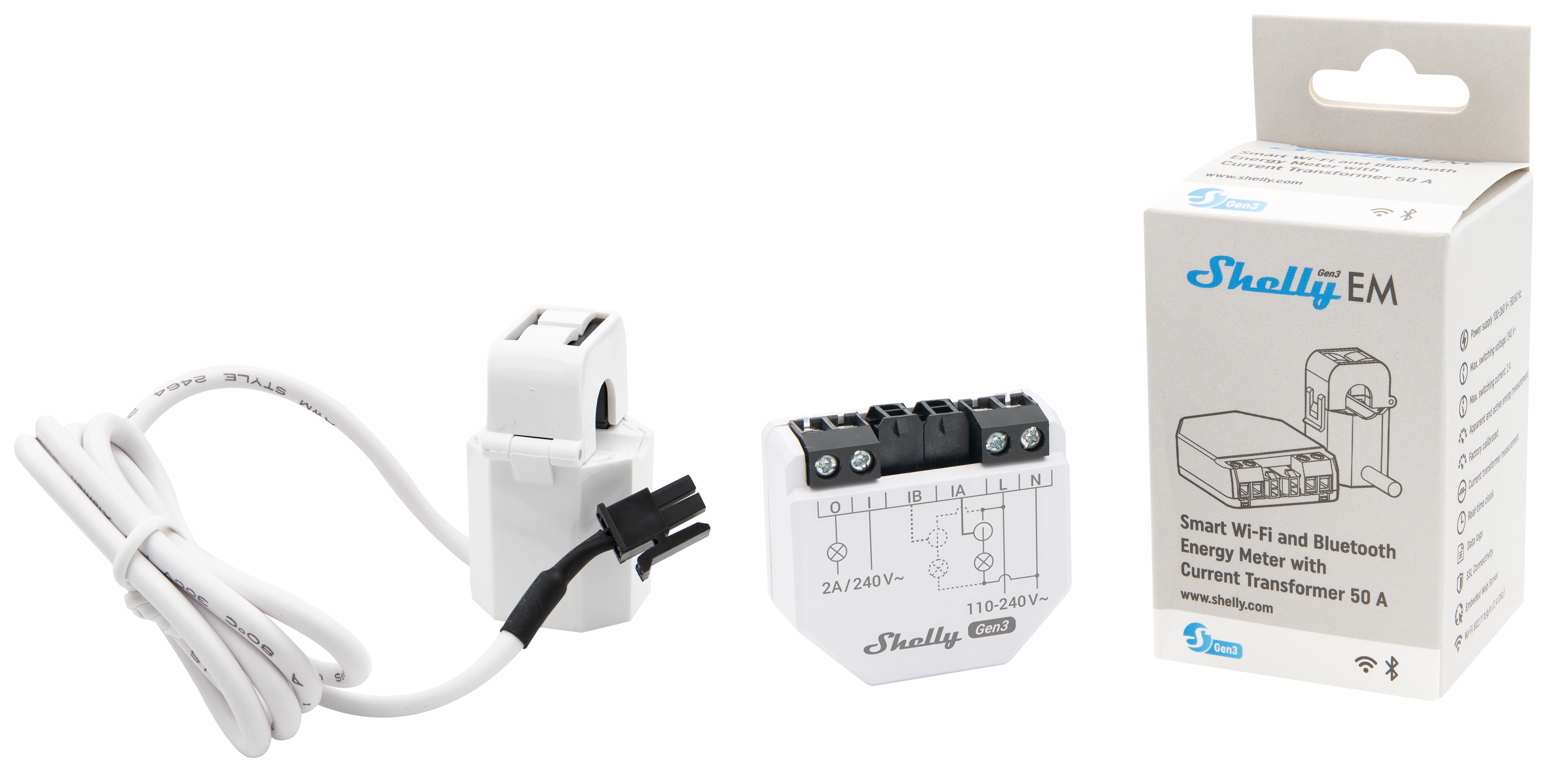 SHELLY WiFi-Stromzähler EM Gen3, 50 A SHELLY WiFi-Stromzähler EM Gen3, 50 A