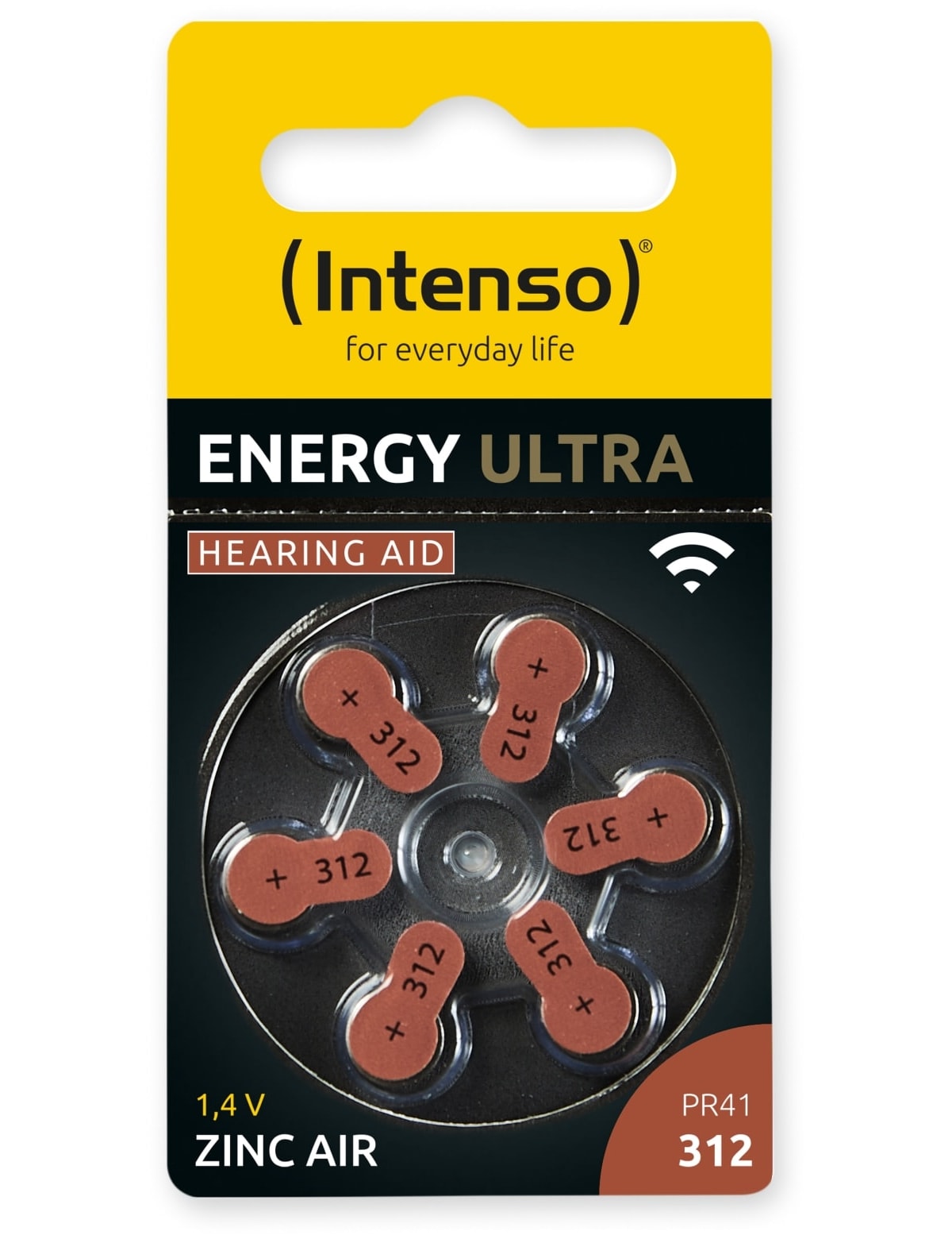 INTENSO Hörgeräte-Batterie Energy Ultra A 312, 6 Stück, braun INTENSO Hörgeräte-Batterie Energy Ultra A 312, 6 Stück, braun