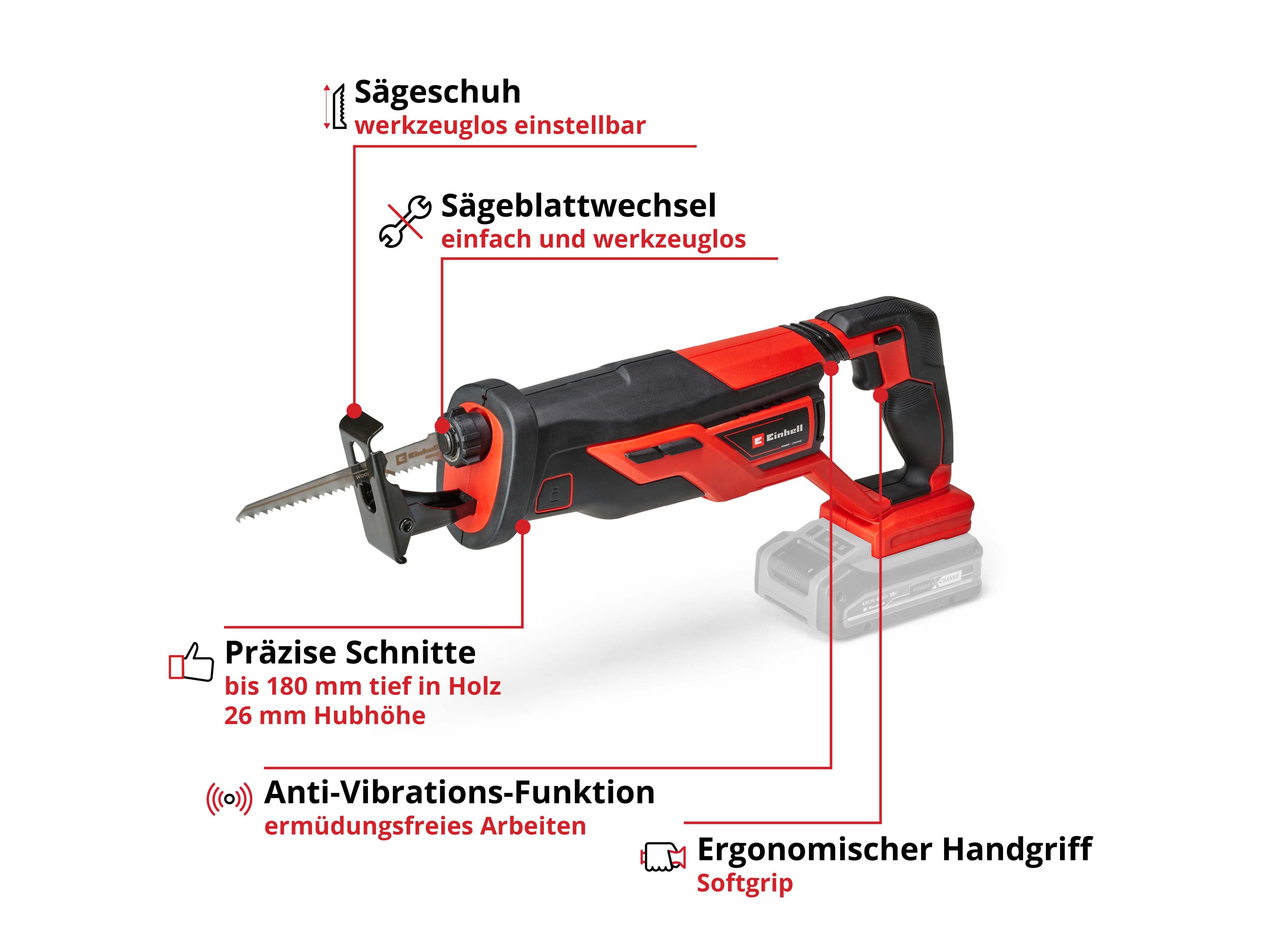 EINHELL Akku-Universalsäge TE-AP 18/26 Li, Solo EINHELL Akku-Universalsäge TE-AP 18/26 Li, Solo